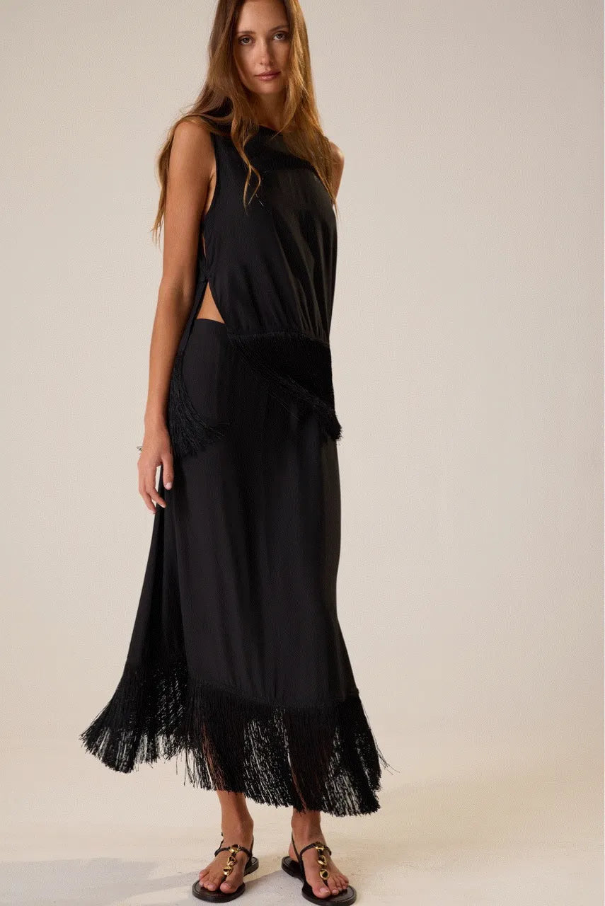 BLACK SILK FRINGE