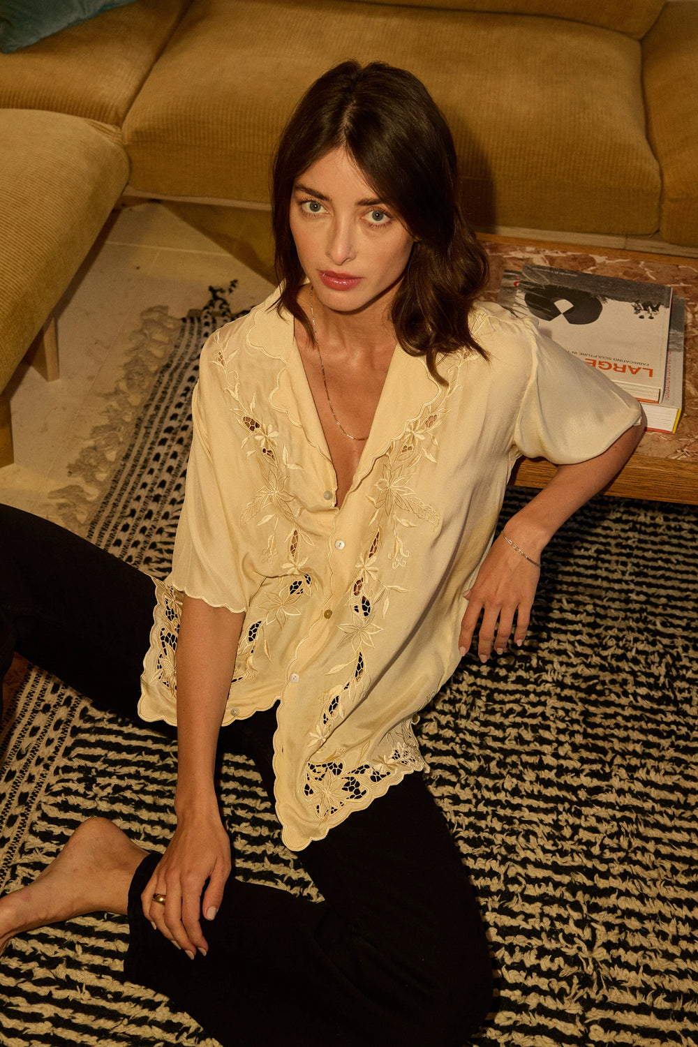 CREAM SILK EMBROIDERY