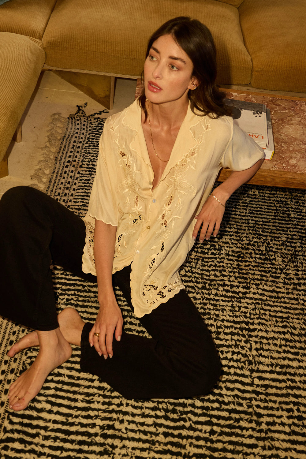 CREAM SILK EMBROIDERY