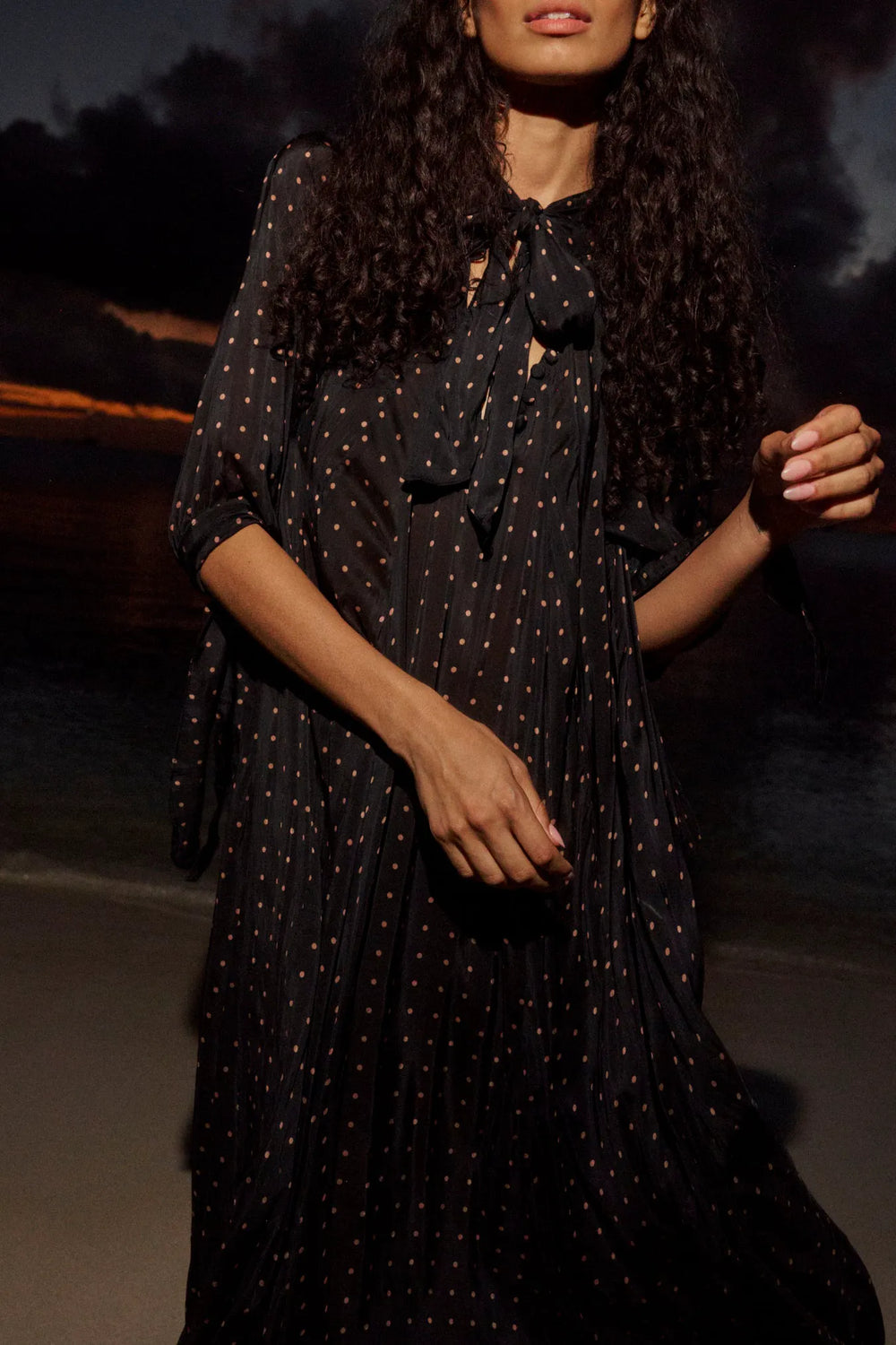 PETITE POLKA DOT BLACK & TAN