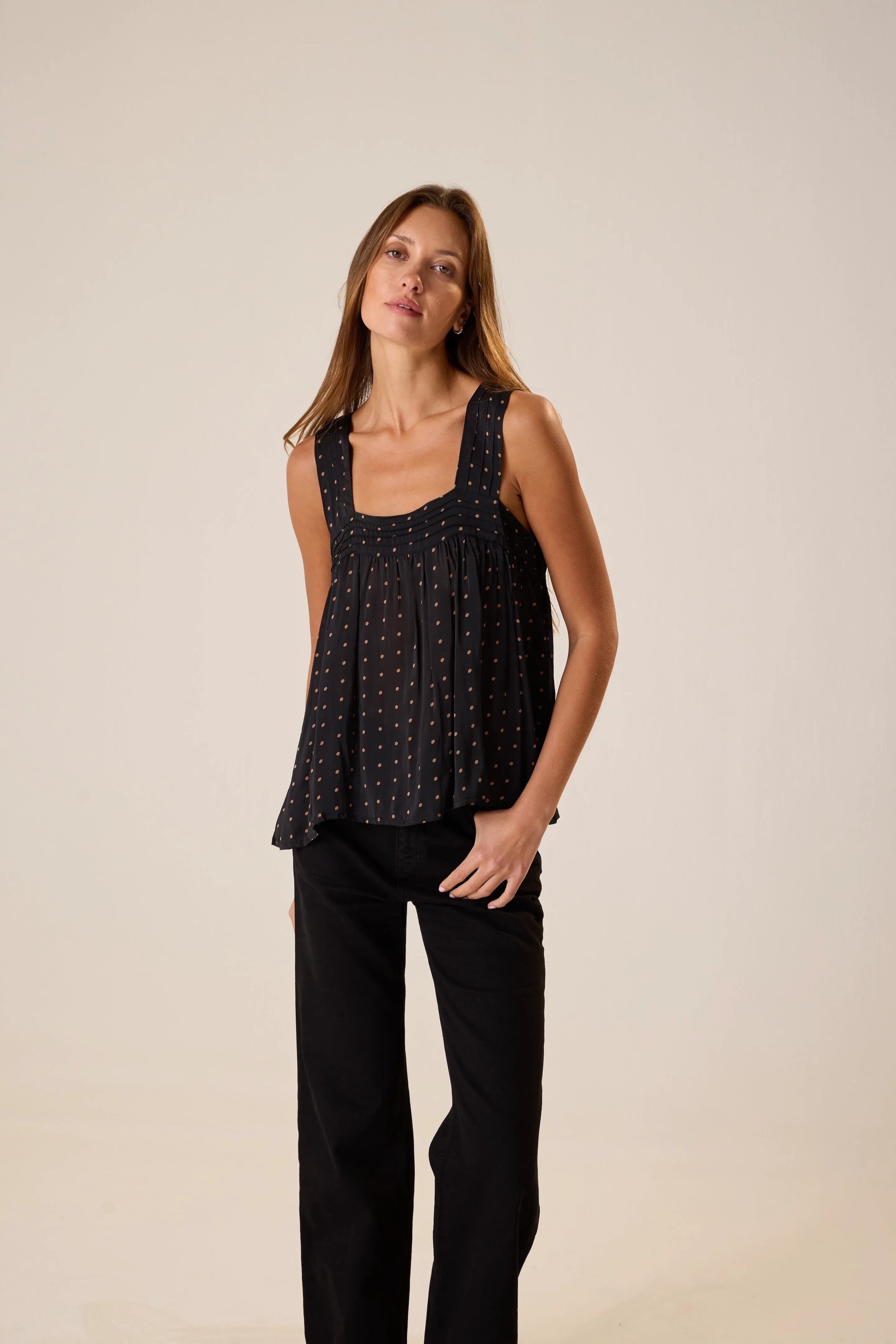 PETITE POLKA DOT BLACK & TAN