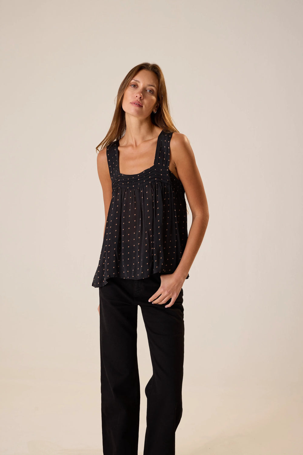PETITE POLKA DOT BLACK & TAN