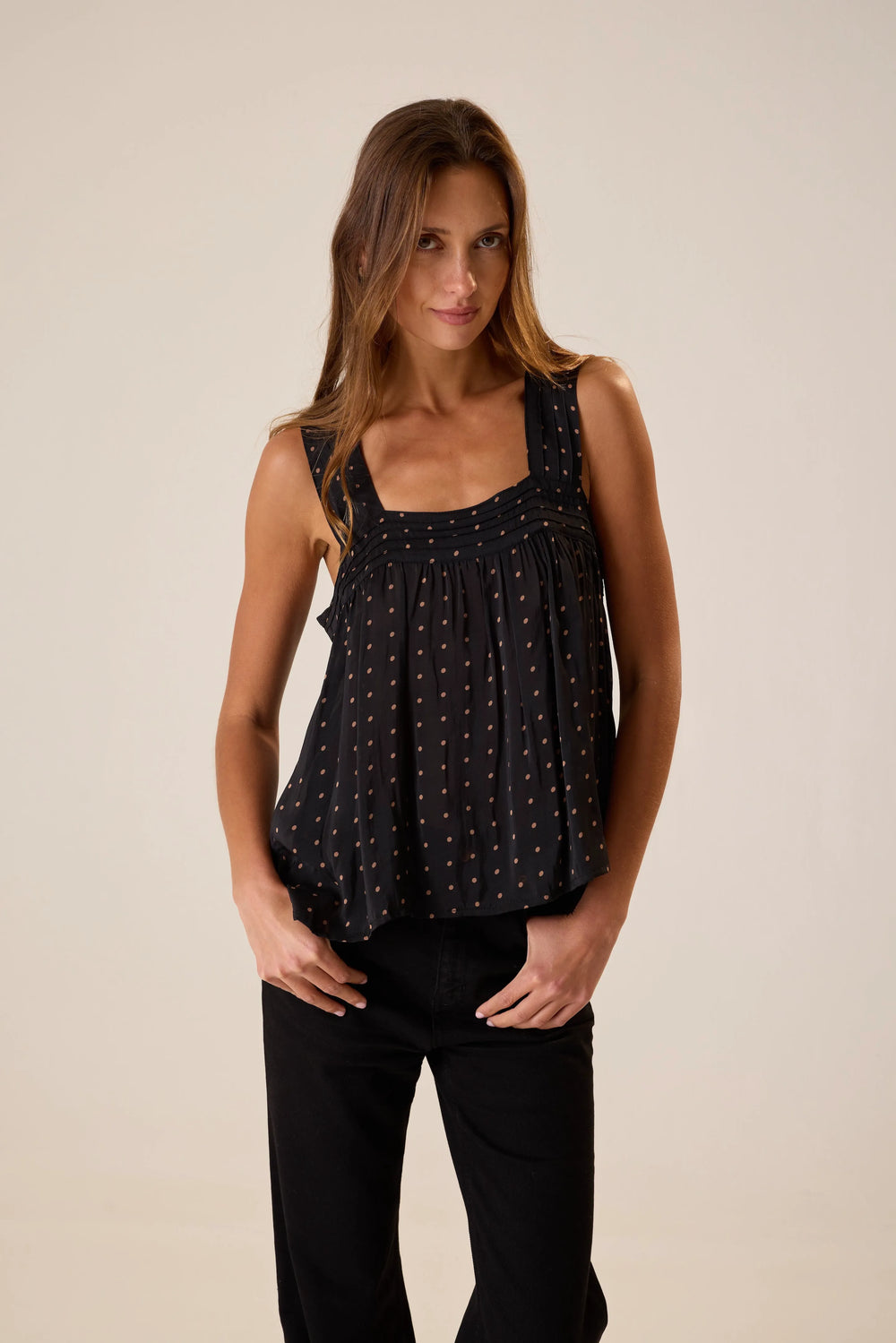 PETITE POLKA DOT BLACK & TAN