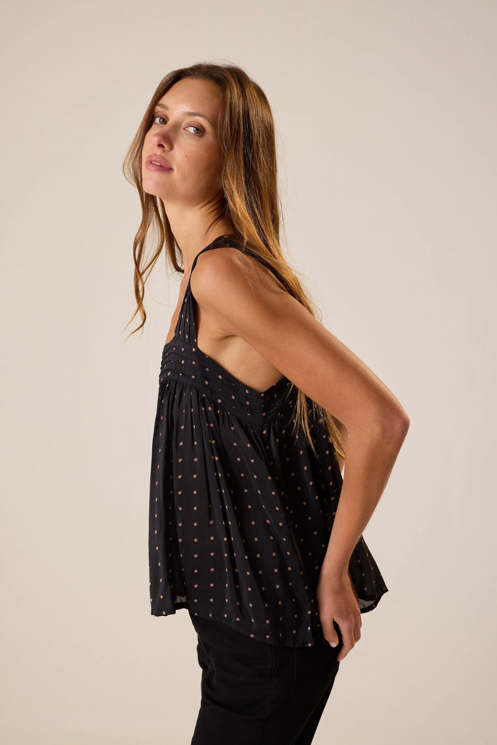 PETITE POLKA DOT BLACK & TAN