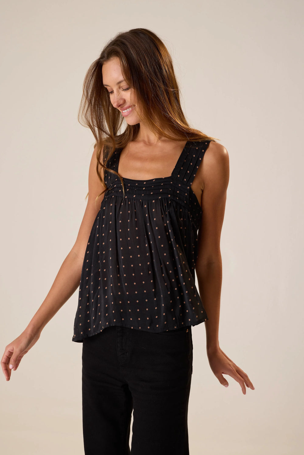 PETITE POLKA DOT BLACK & TAN