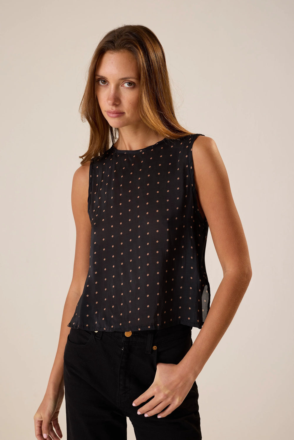 PETITE POLKA DOT BLACK & TAN