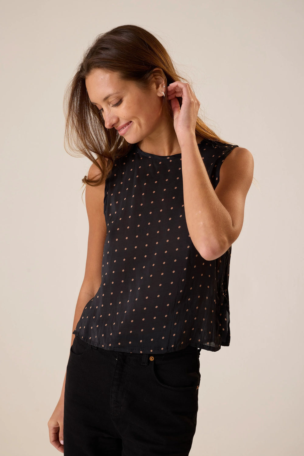 PETITE POLKA DOT BLACK & TAN