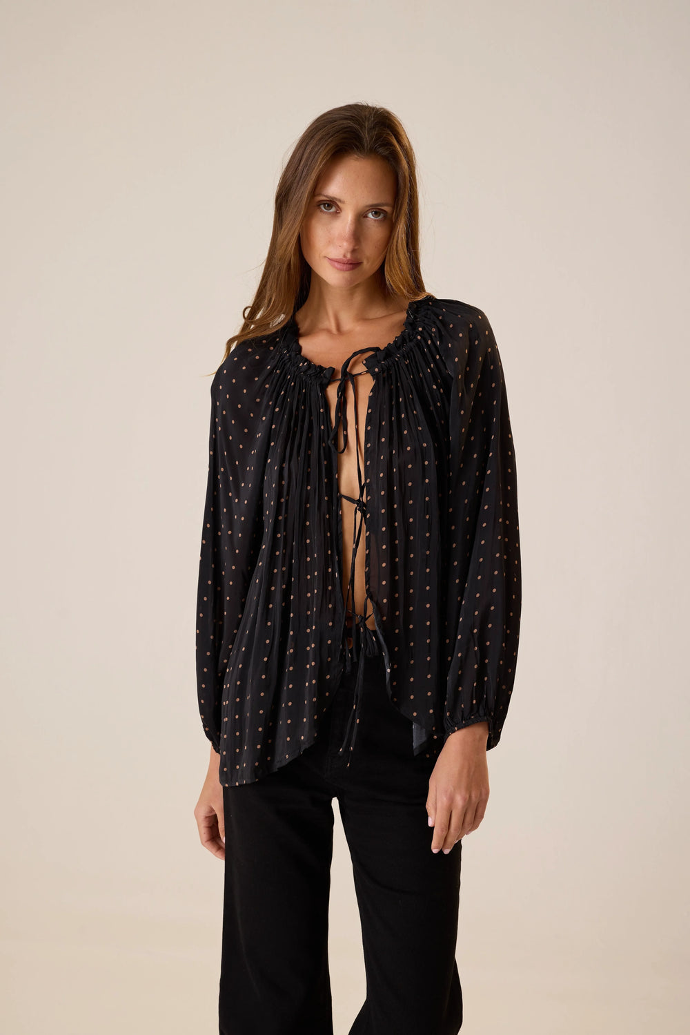PETITE POLKA DOT BLACK & TAN