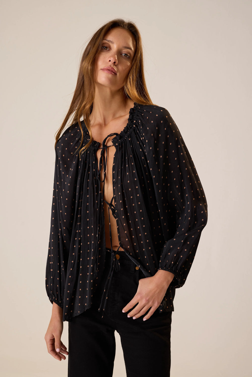 PETITE POLKA DOT BLACK & TAN