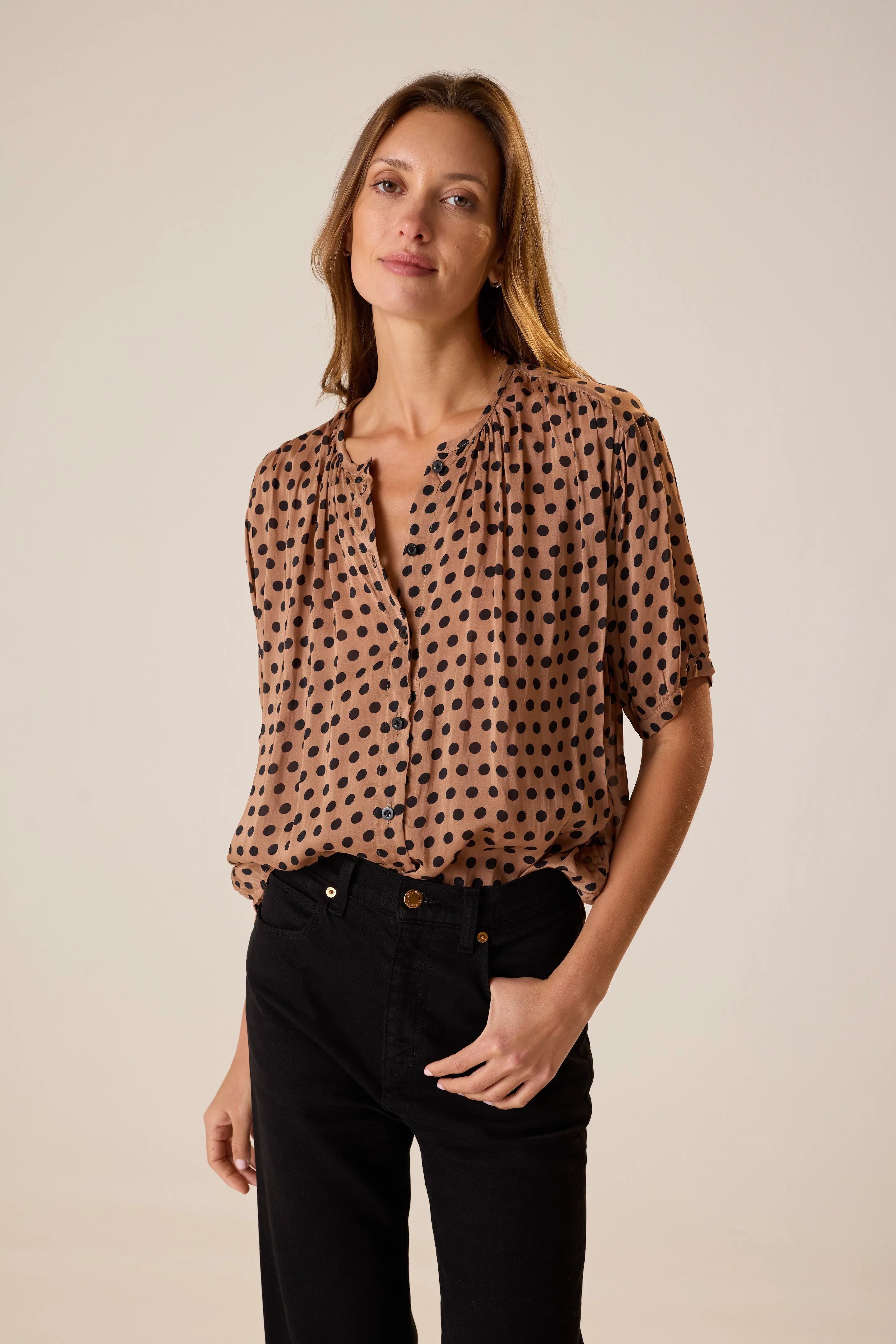 GRANDE POLKA DOT BLACK & TAN