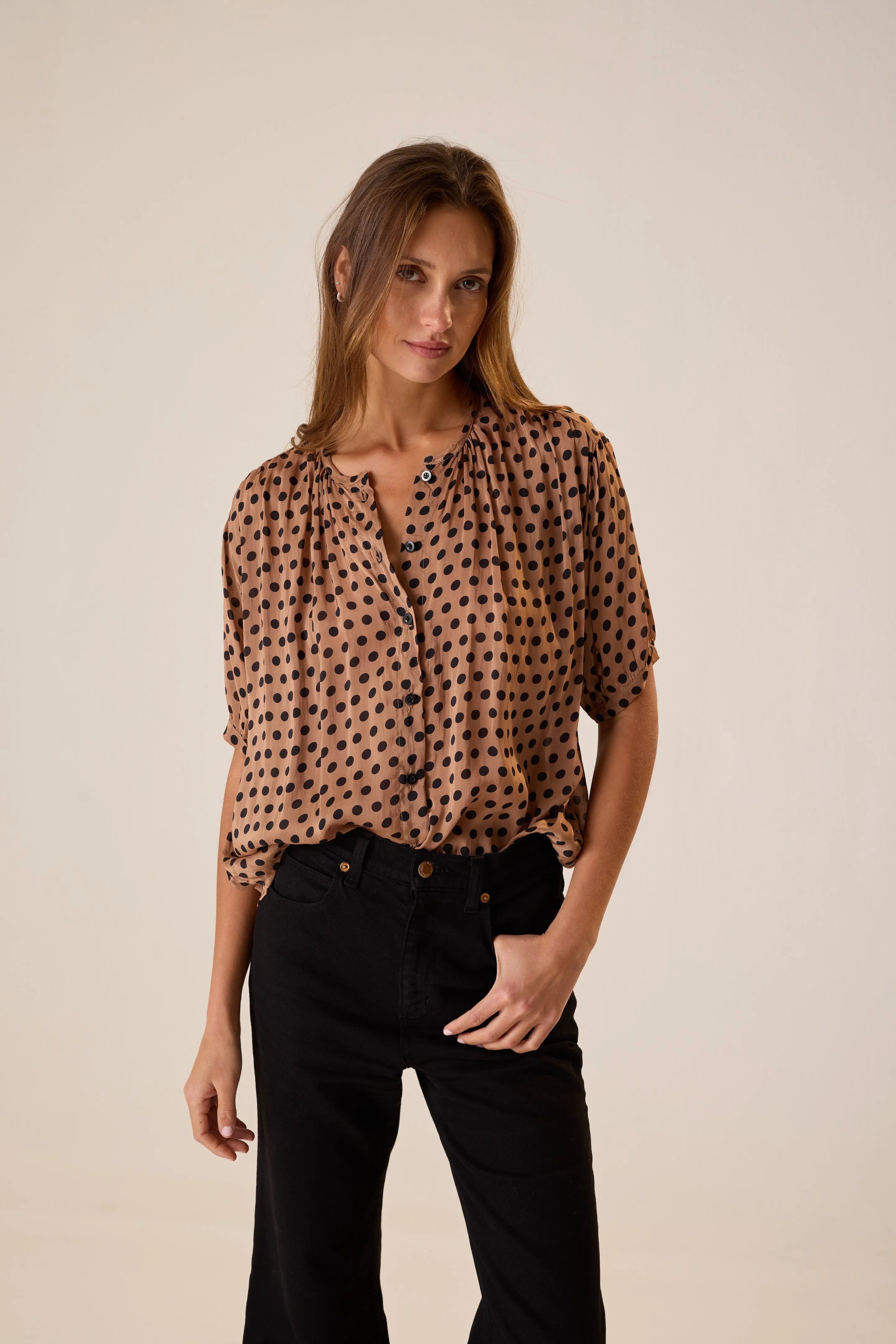 GRANDE POLKA DOT BLACK & TAN