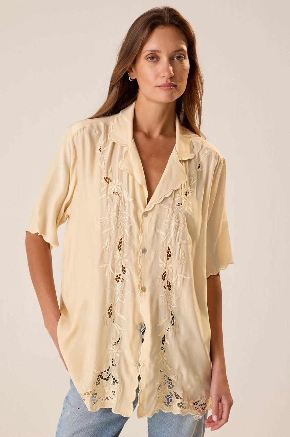 CREAM SILK EMBROIDERY