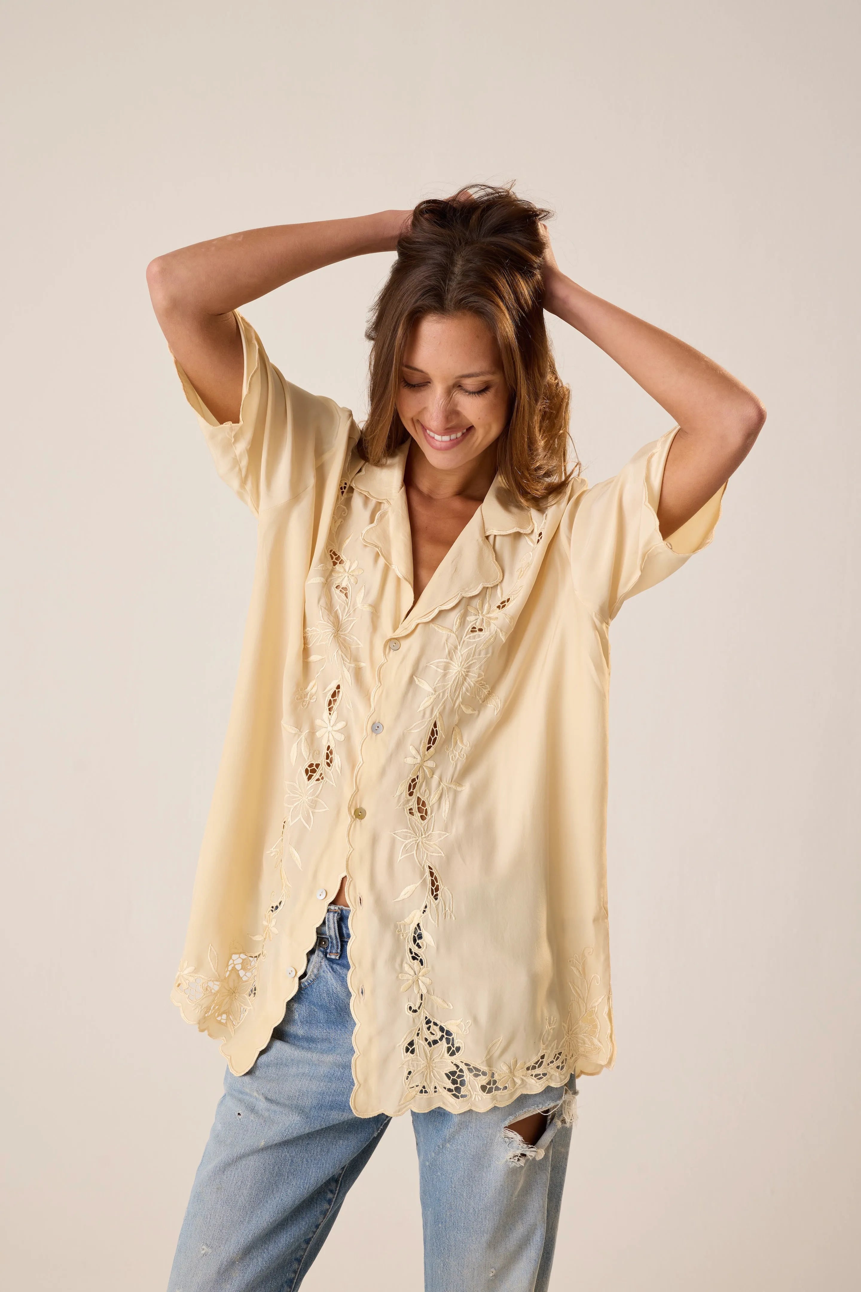 CREAM SILK EMBROIDERY