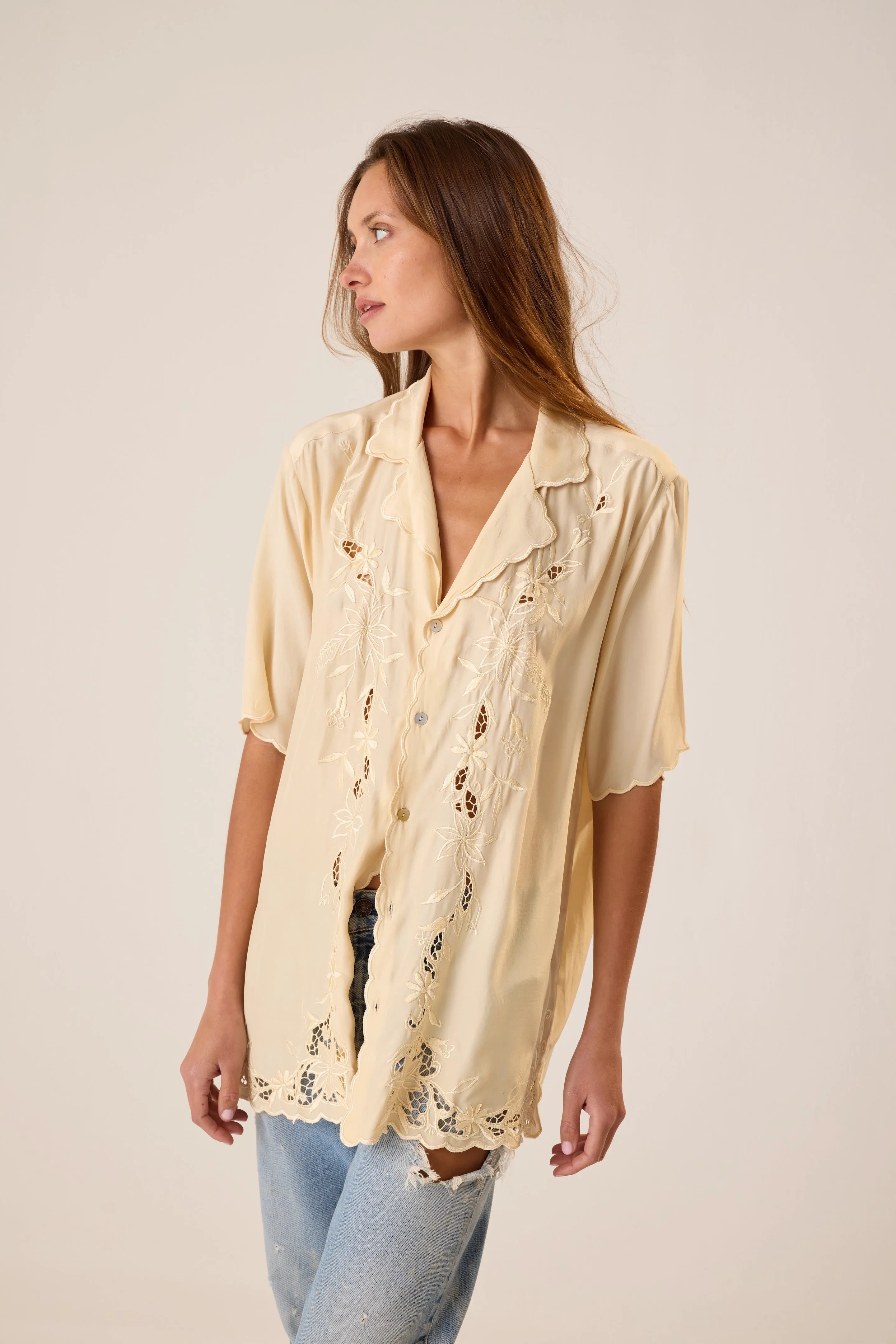 CREAM SILK EMBROIDERY