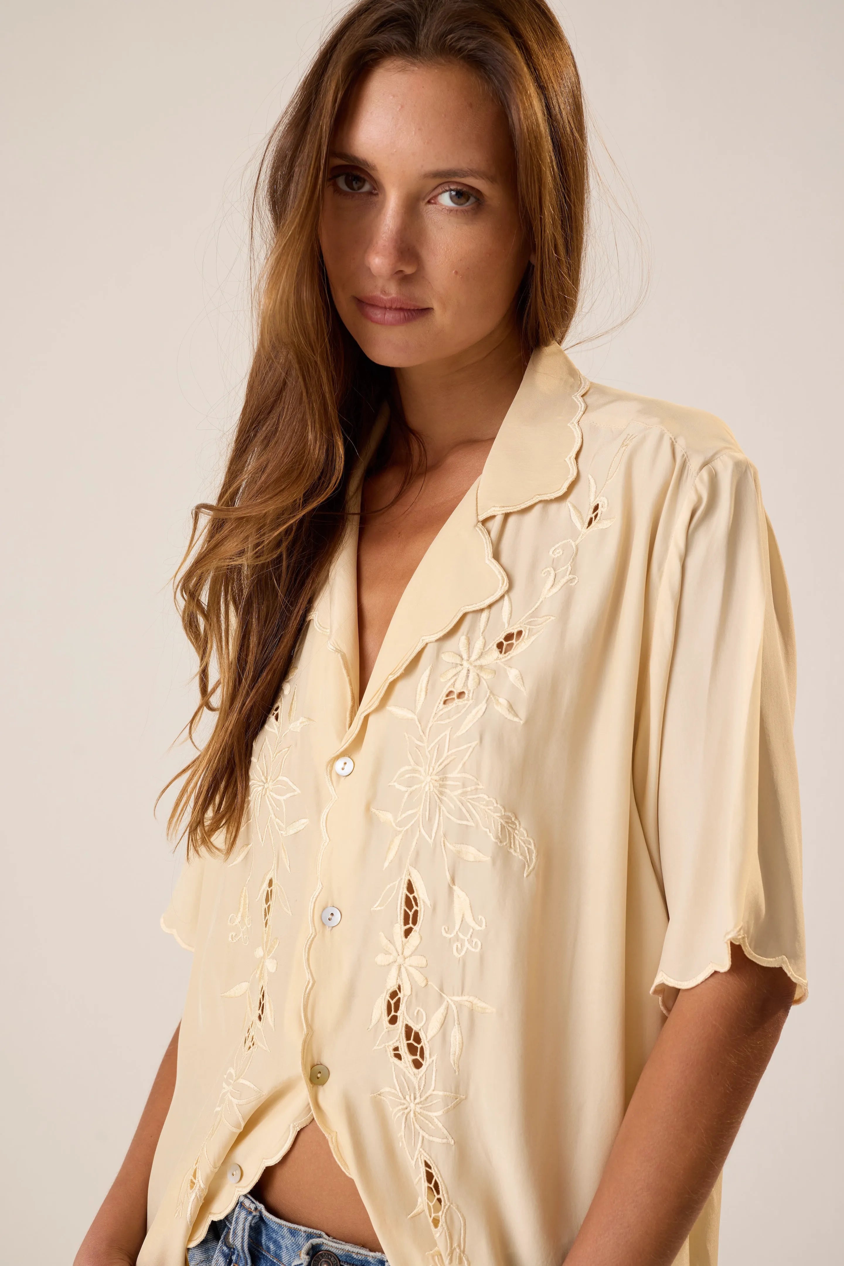 CREAM SILK EMBROIDERY