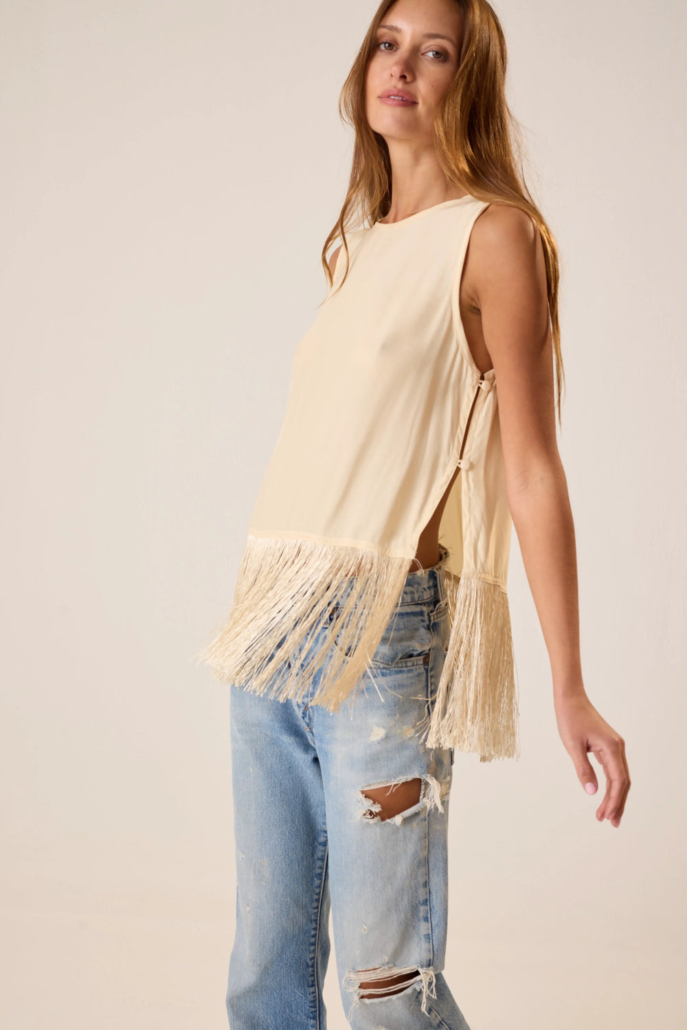 CREAM SILK FRINGE