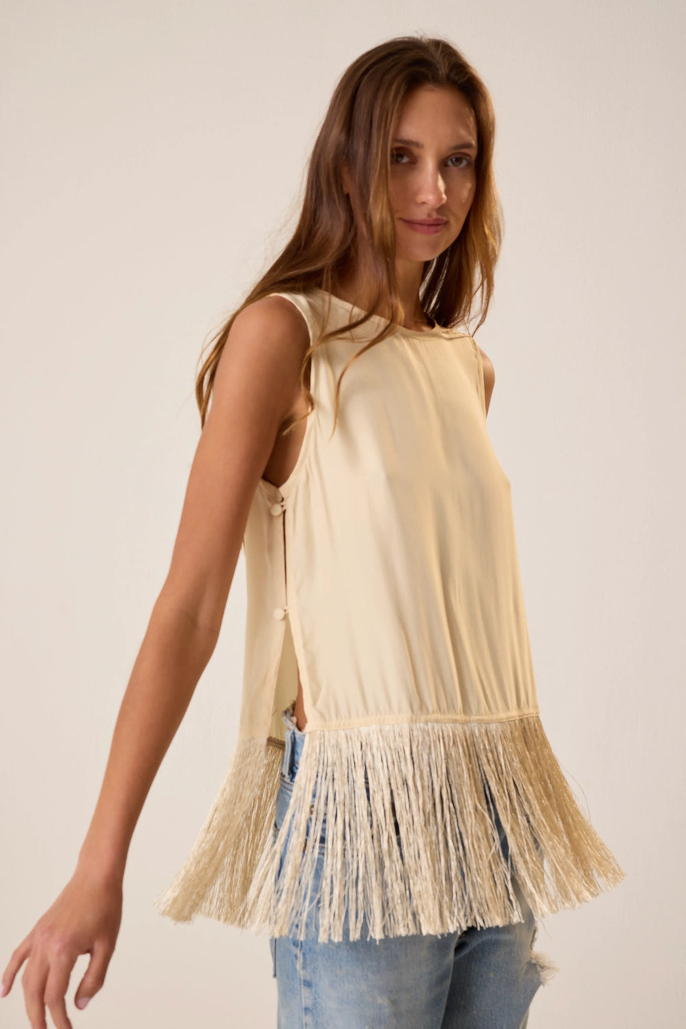 CREAM SILK FRINGE