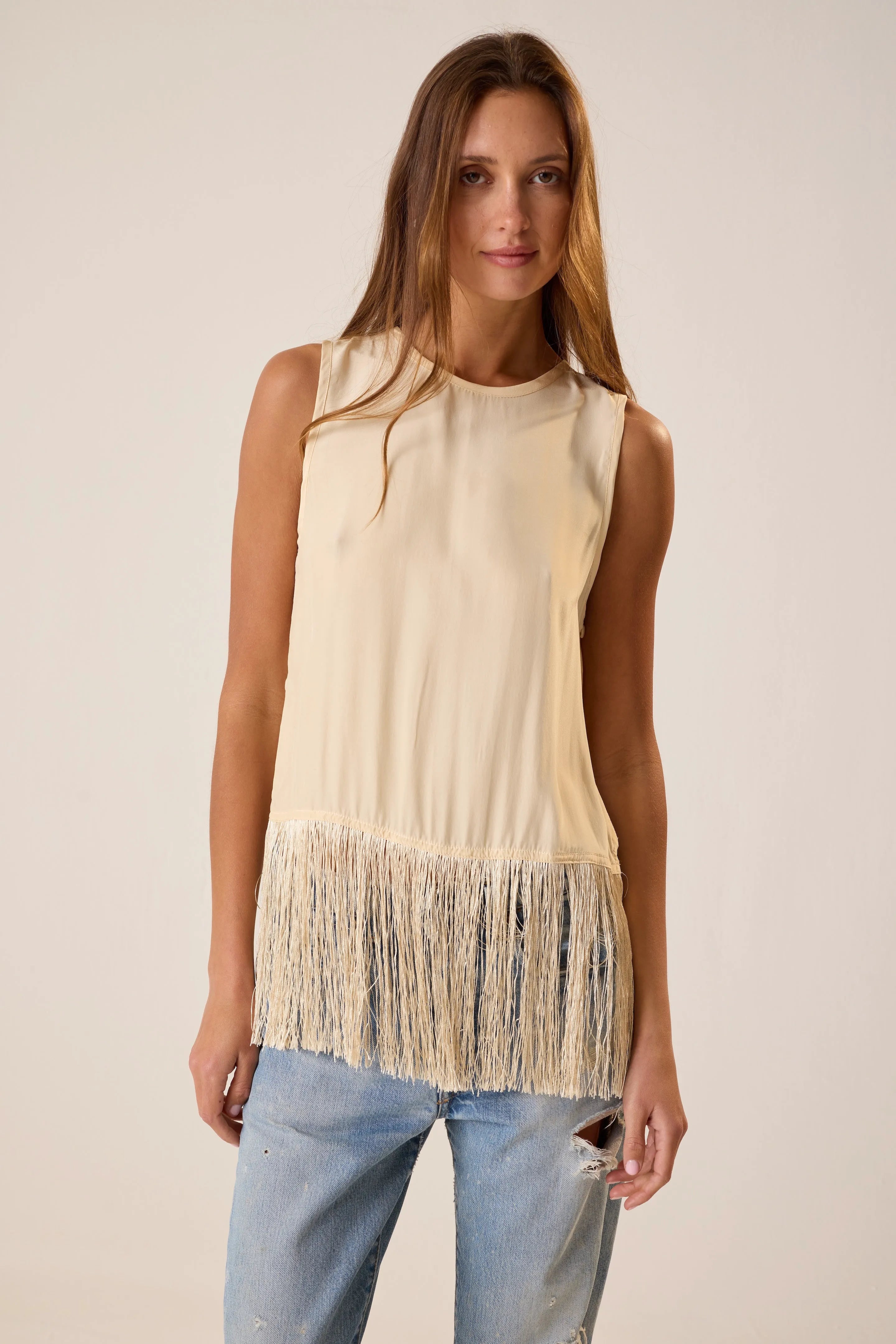 CREAM SILK FRINGE