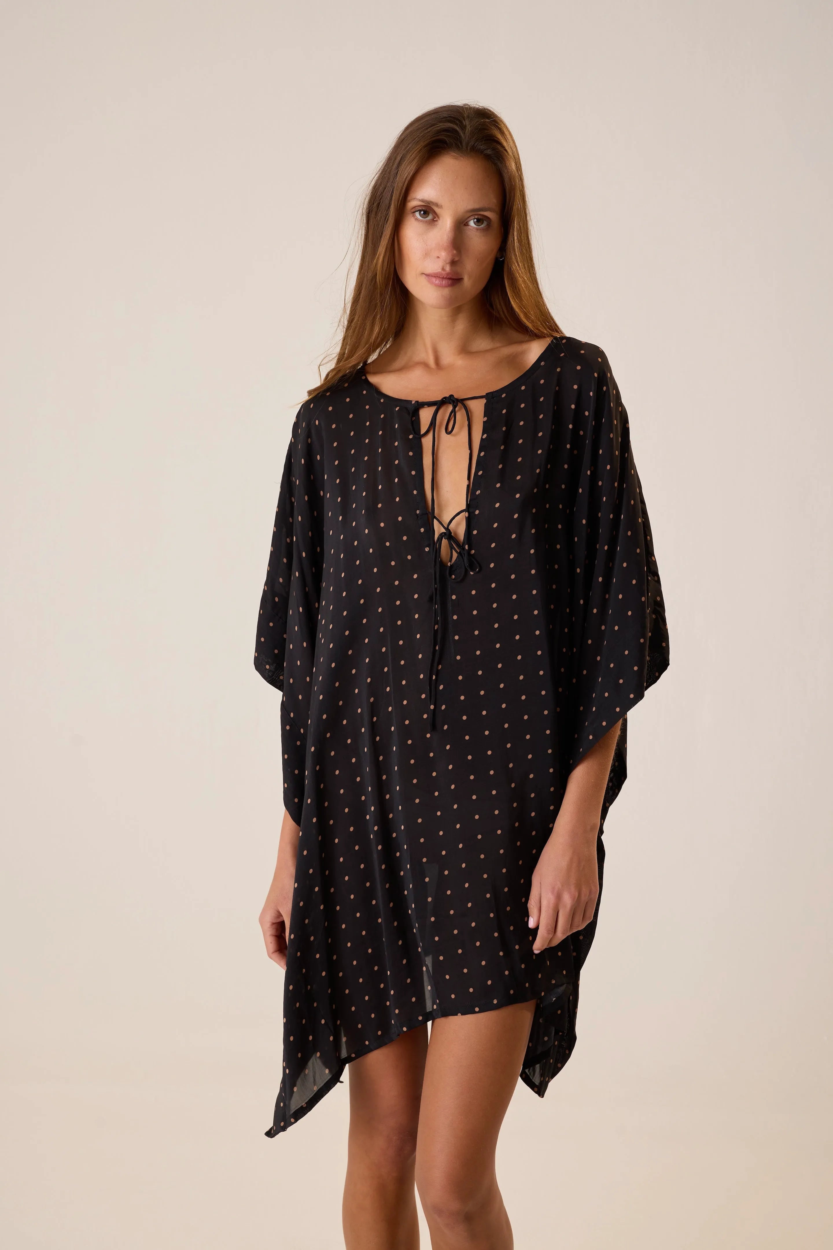 PETITE POLKA DOT BLACK & TAN