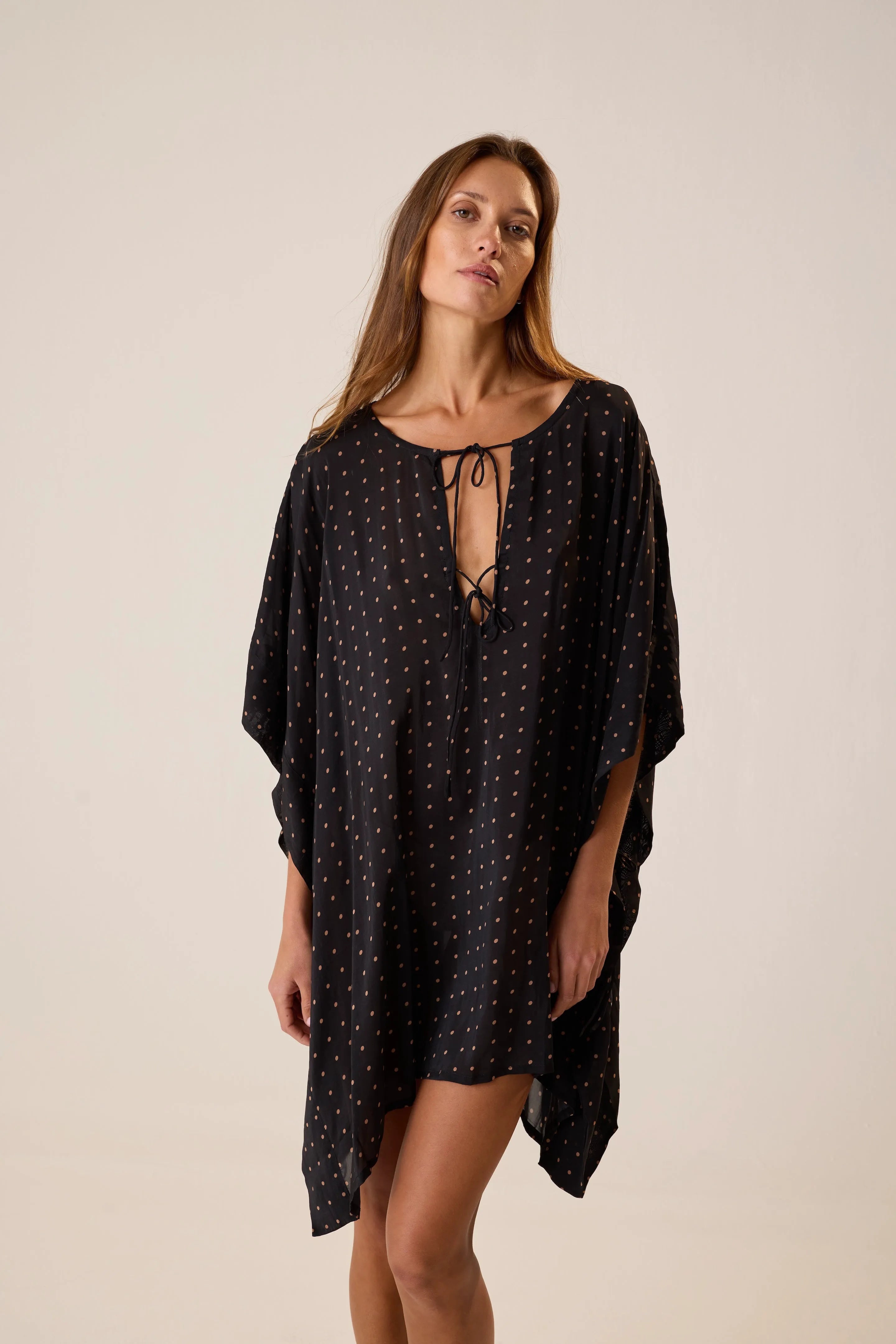 PETITE POLKA DOT BLACK & TAN