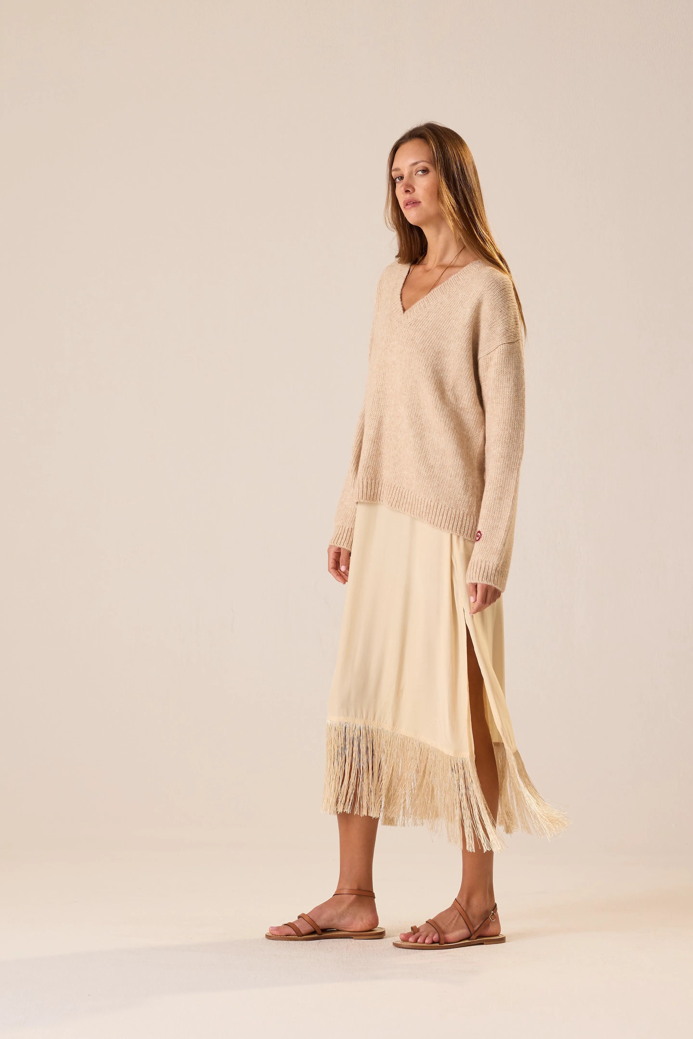 CREAM SILK FRINGE