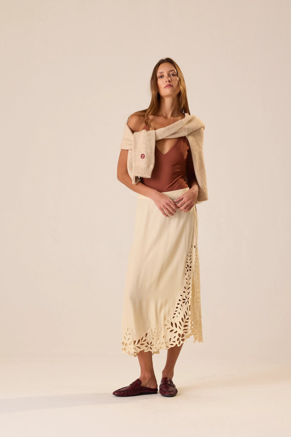 CREAM SILK EMBROIDERY