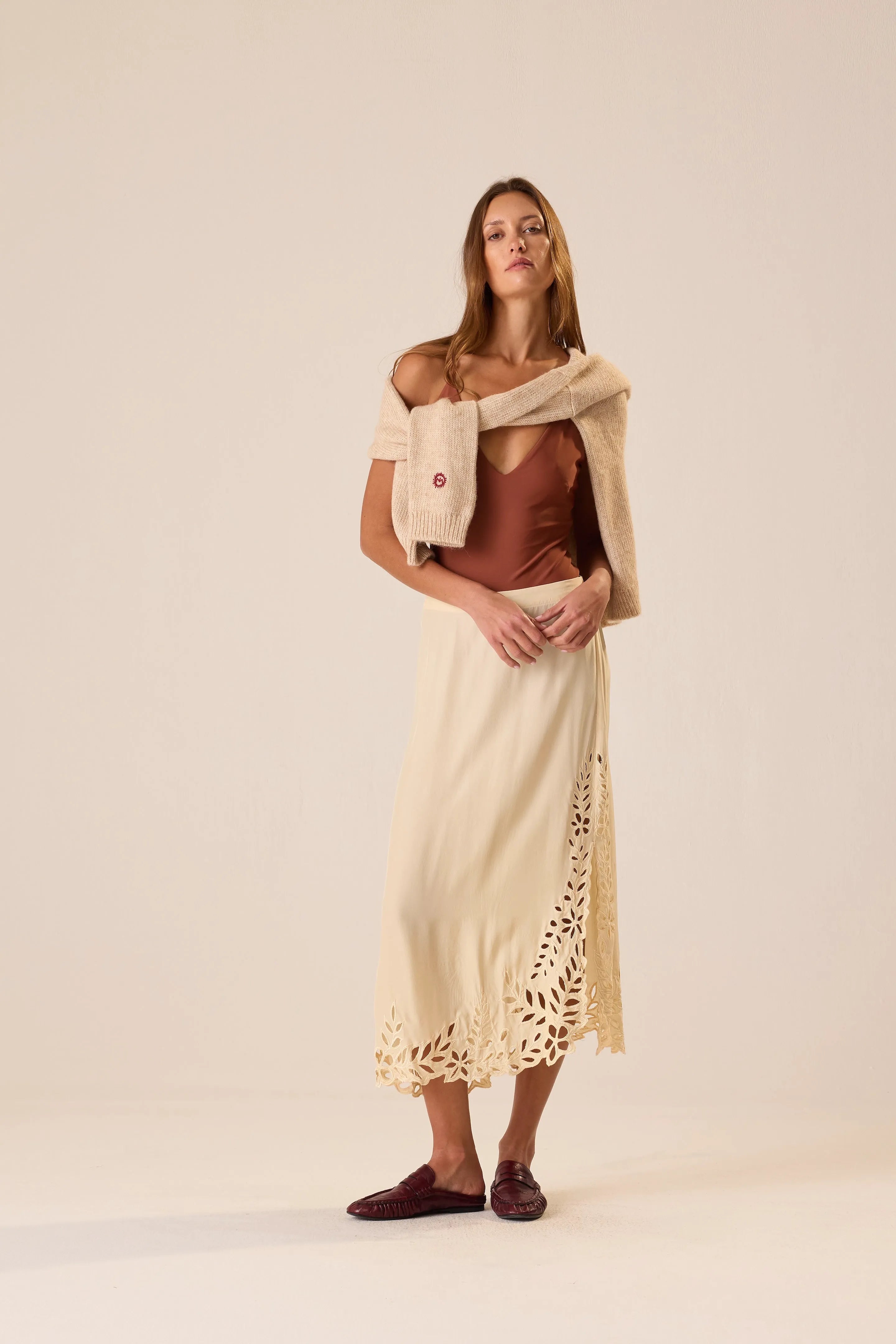 CREAM SILK EMBROIDERY