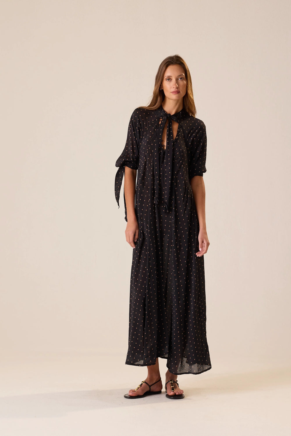 PETITE POLKA DOT BLACK & TAN