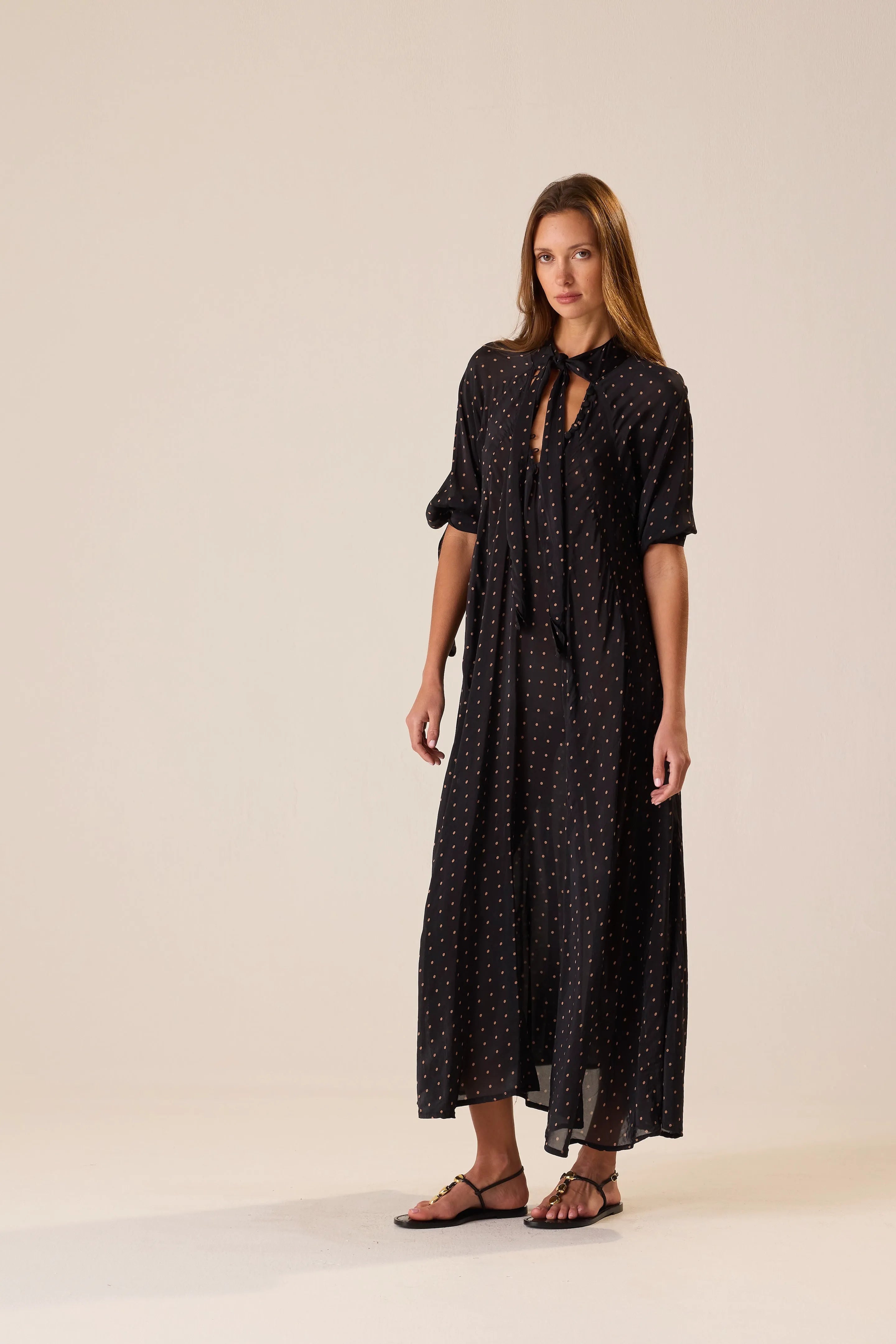 PETITE POLKA DOT BLACK & TAN