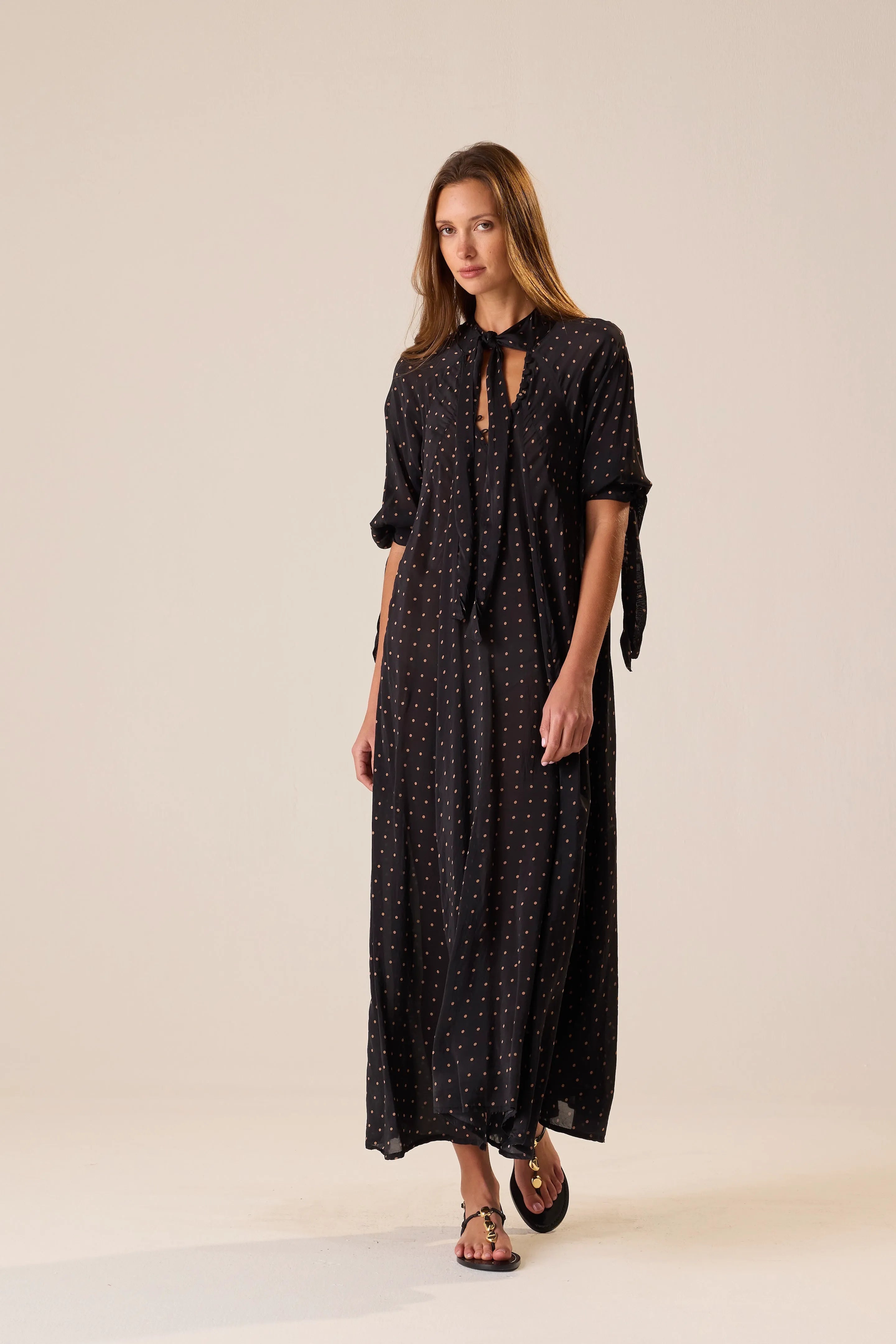 PETITE POLKA DOT BLACK & TAN