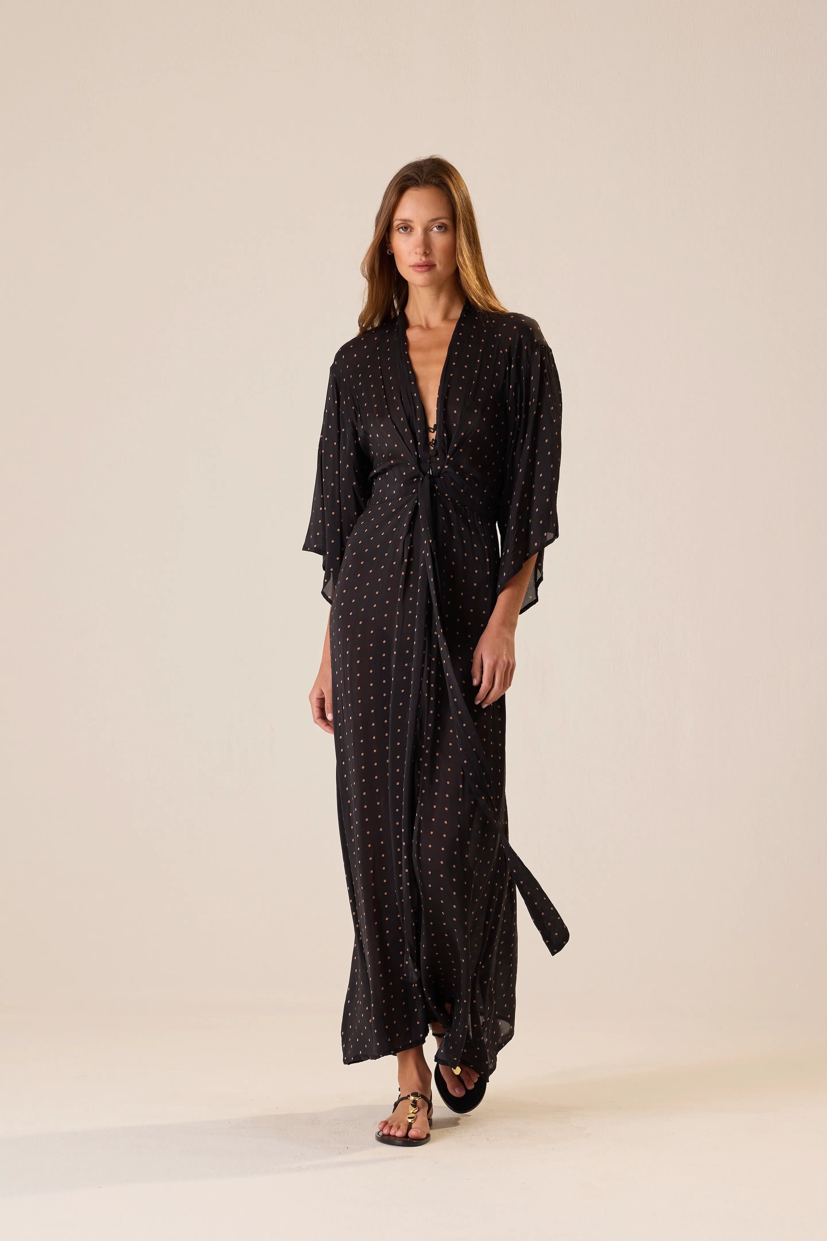 PETITE POLKA DOT BLACK & TAN