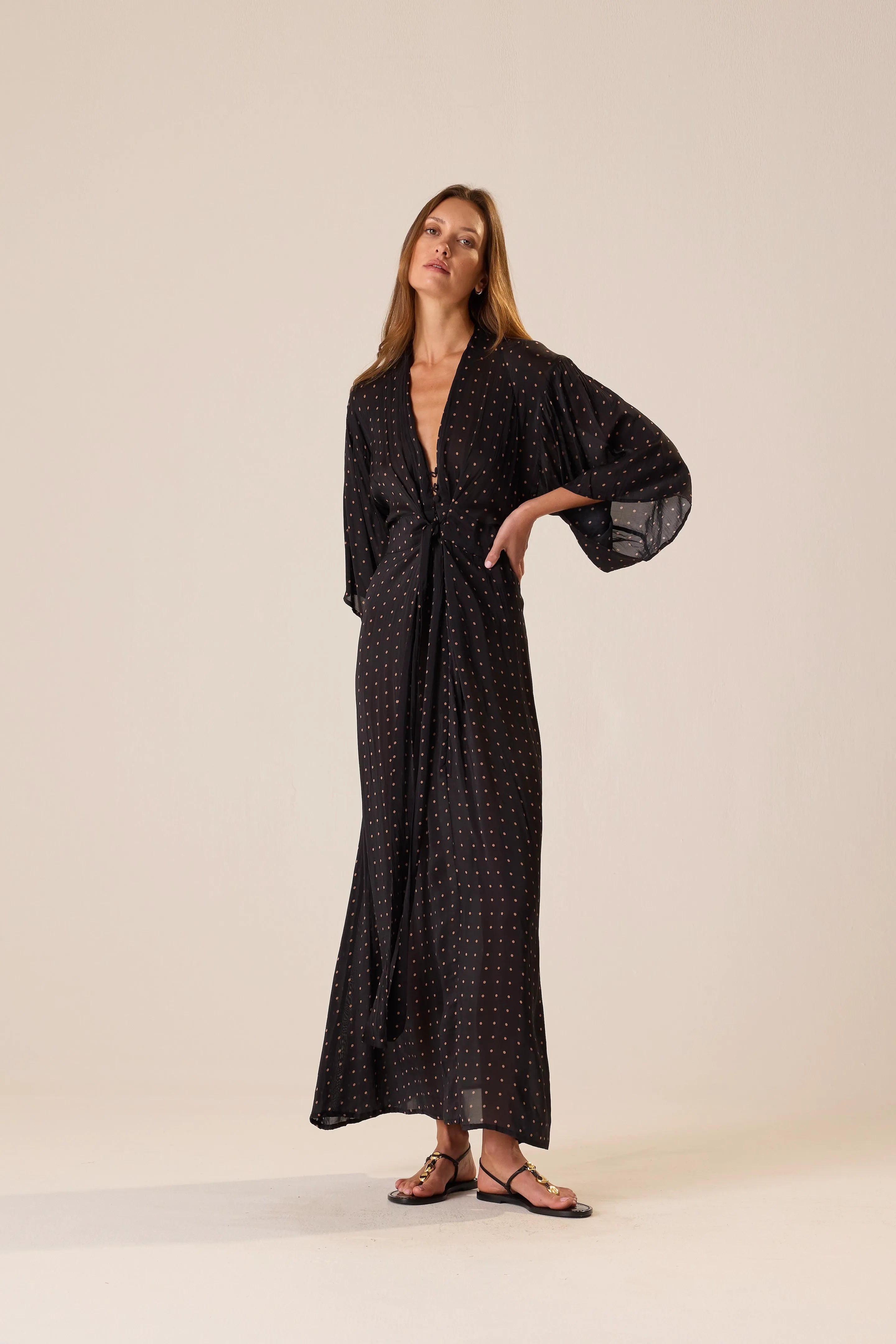 PETITE POLKA DOT BLACK & TAN