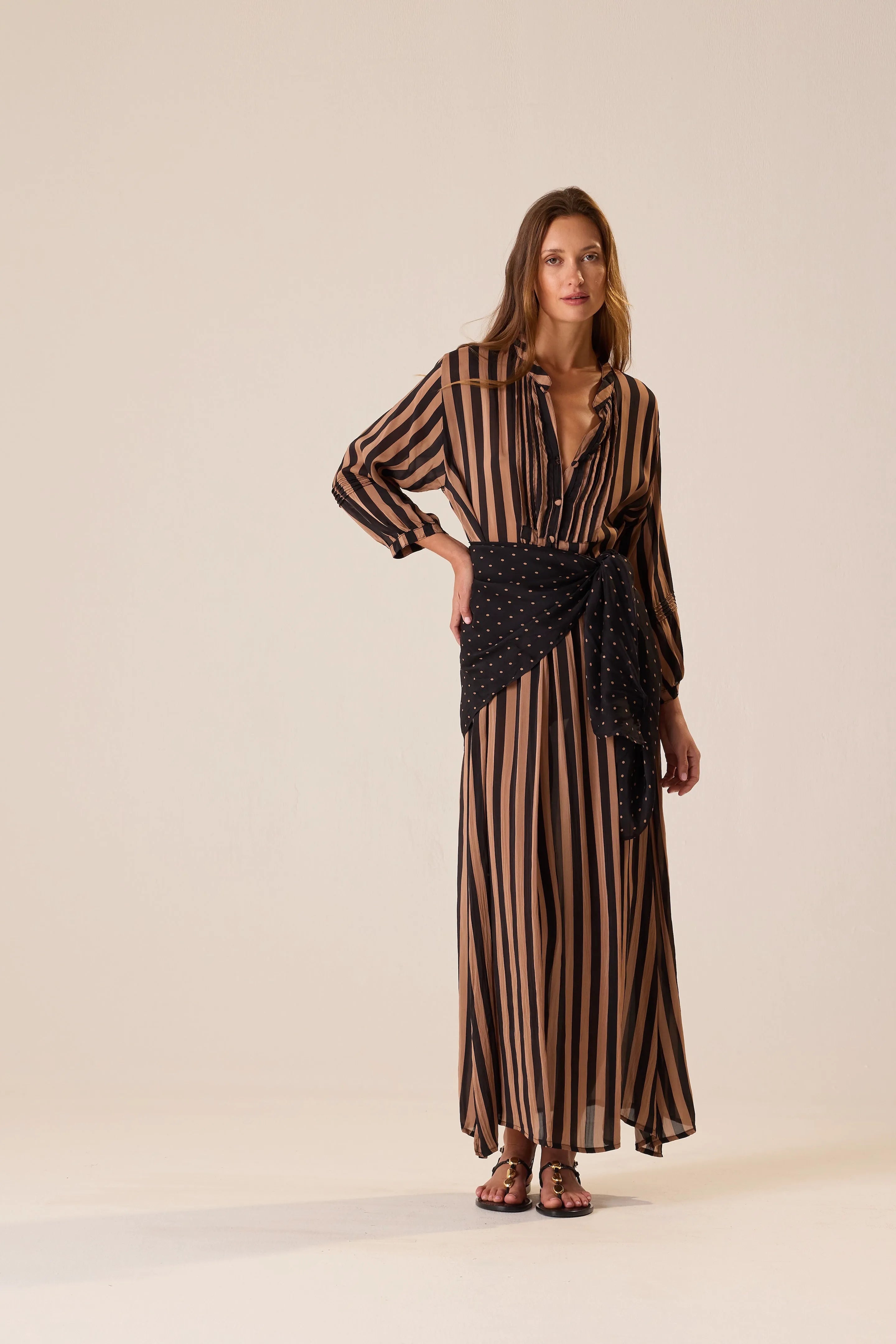 PETITE POLKA DOT BLACK & TAN