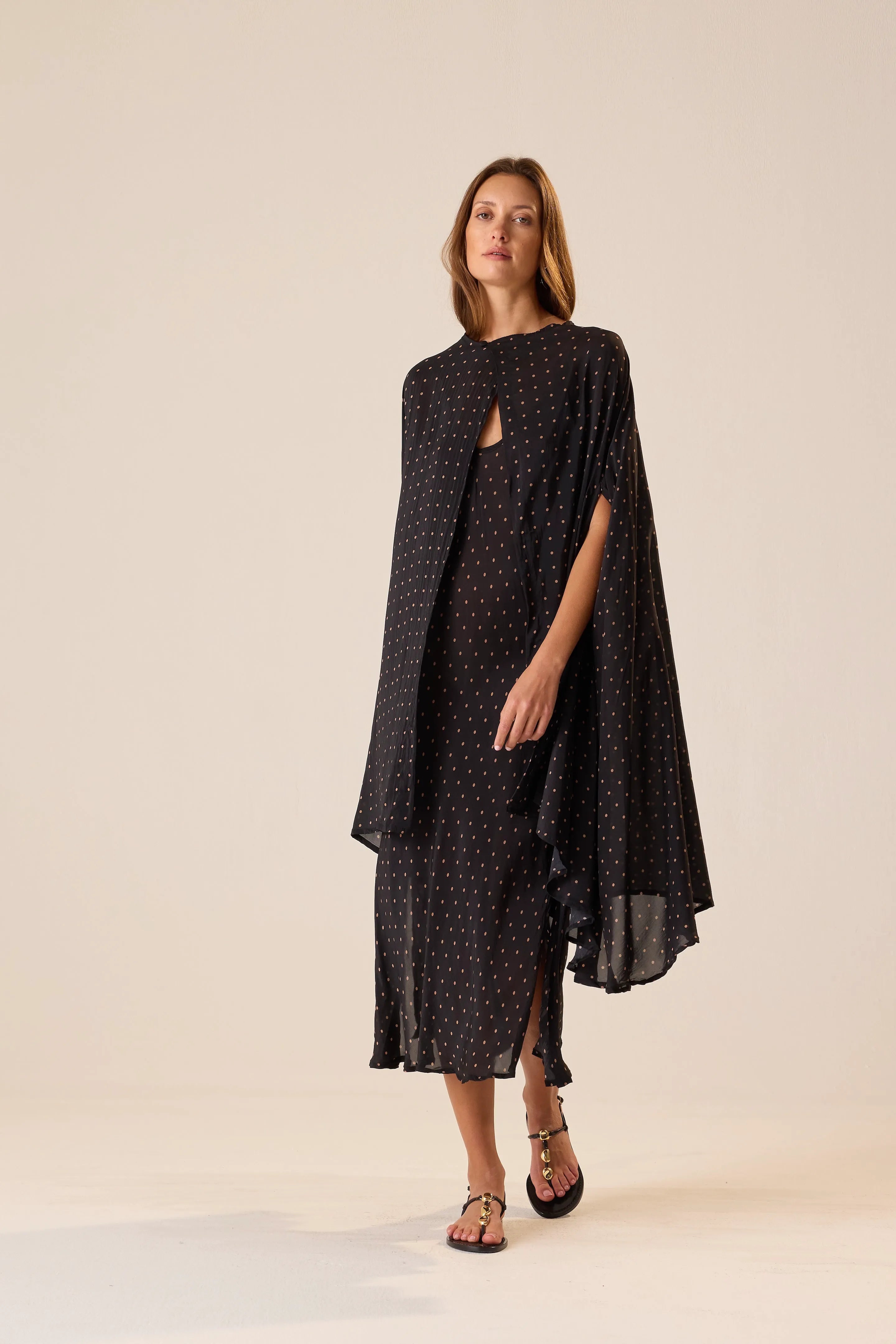 PETITE POLKA DOT BLACK & TAN