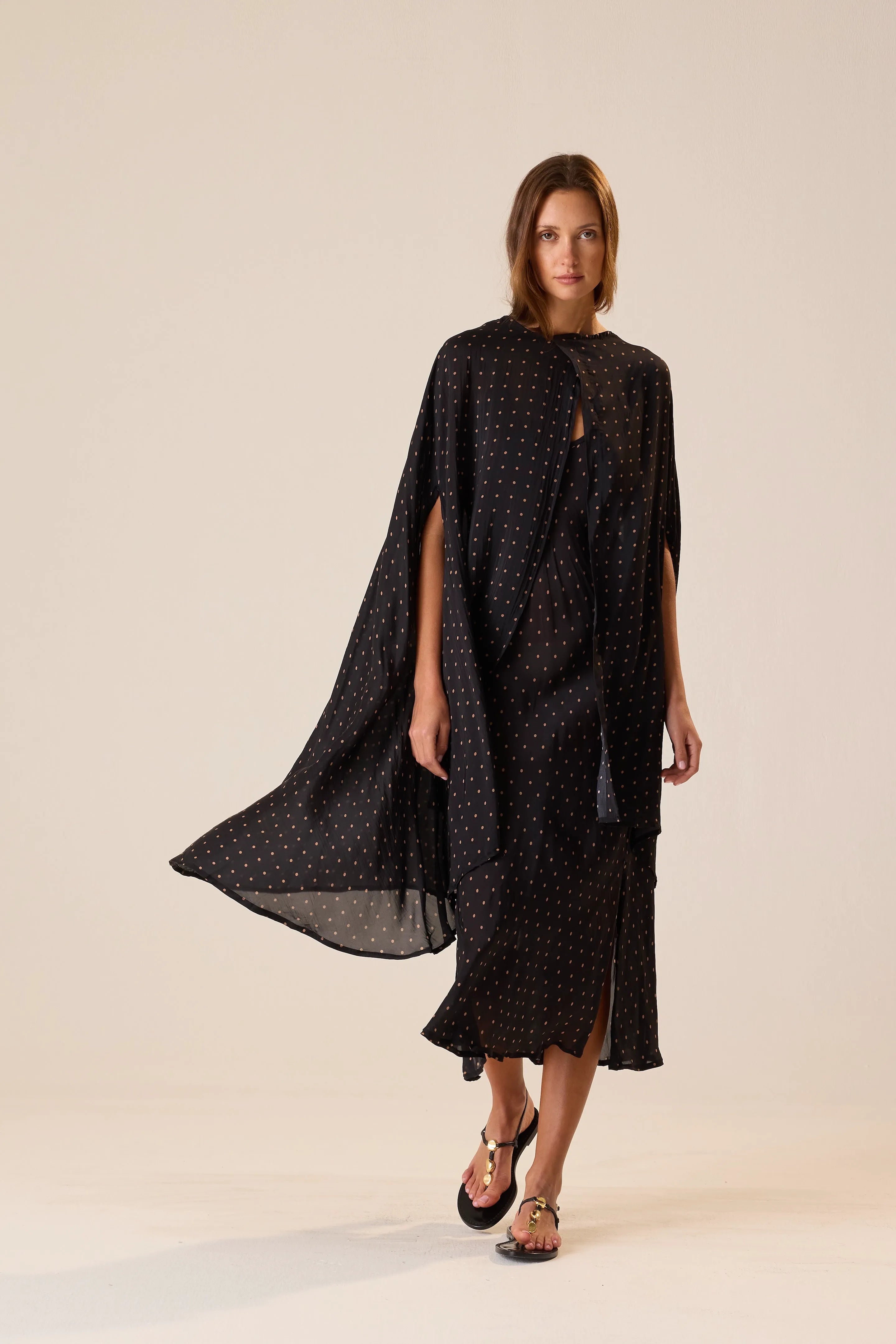 PETITE POLKA DOT BLACK & TAN