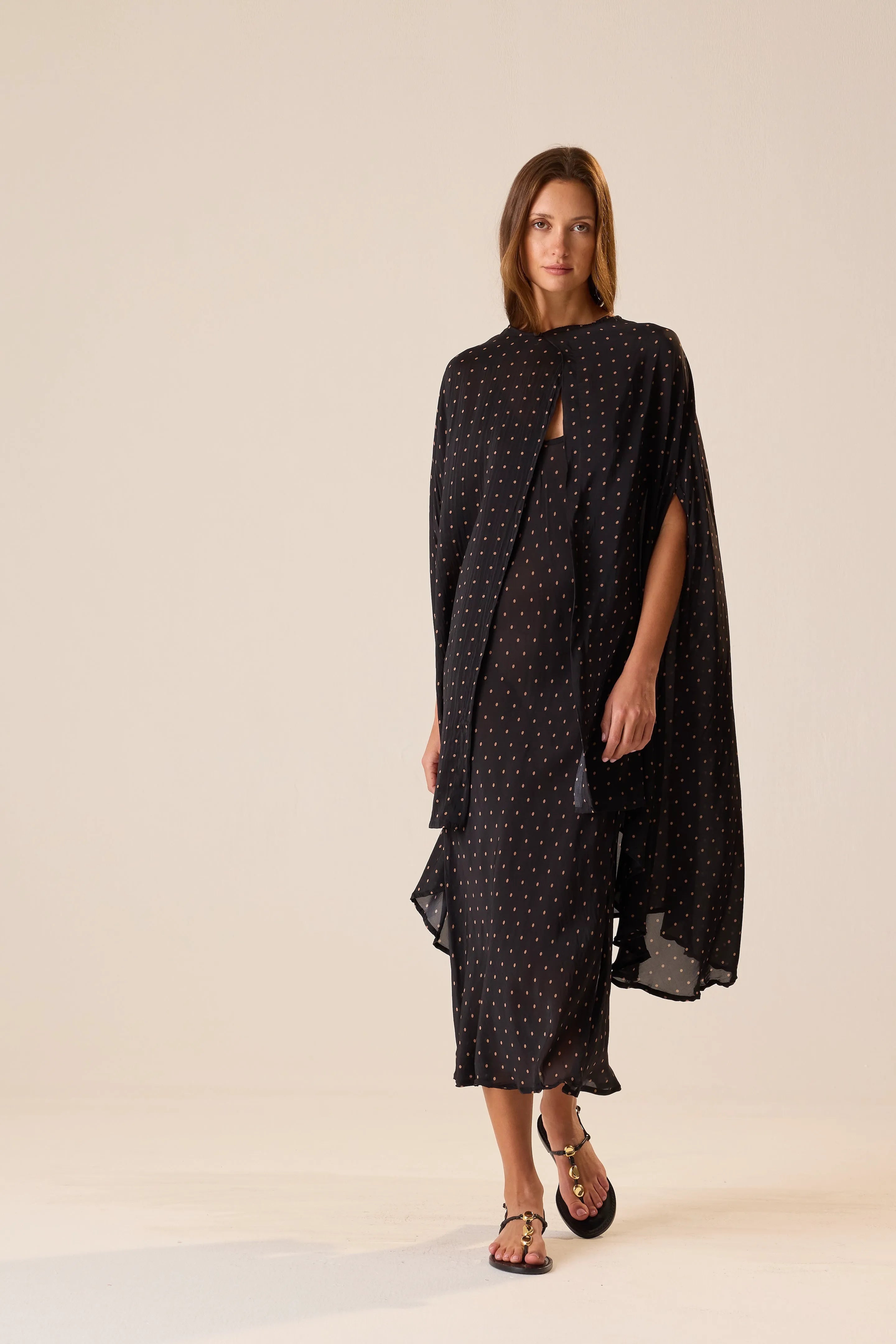 PETITE POLKA DOT BLACK & TAN