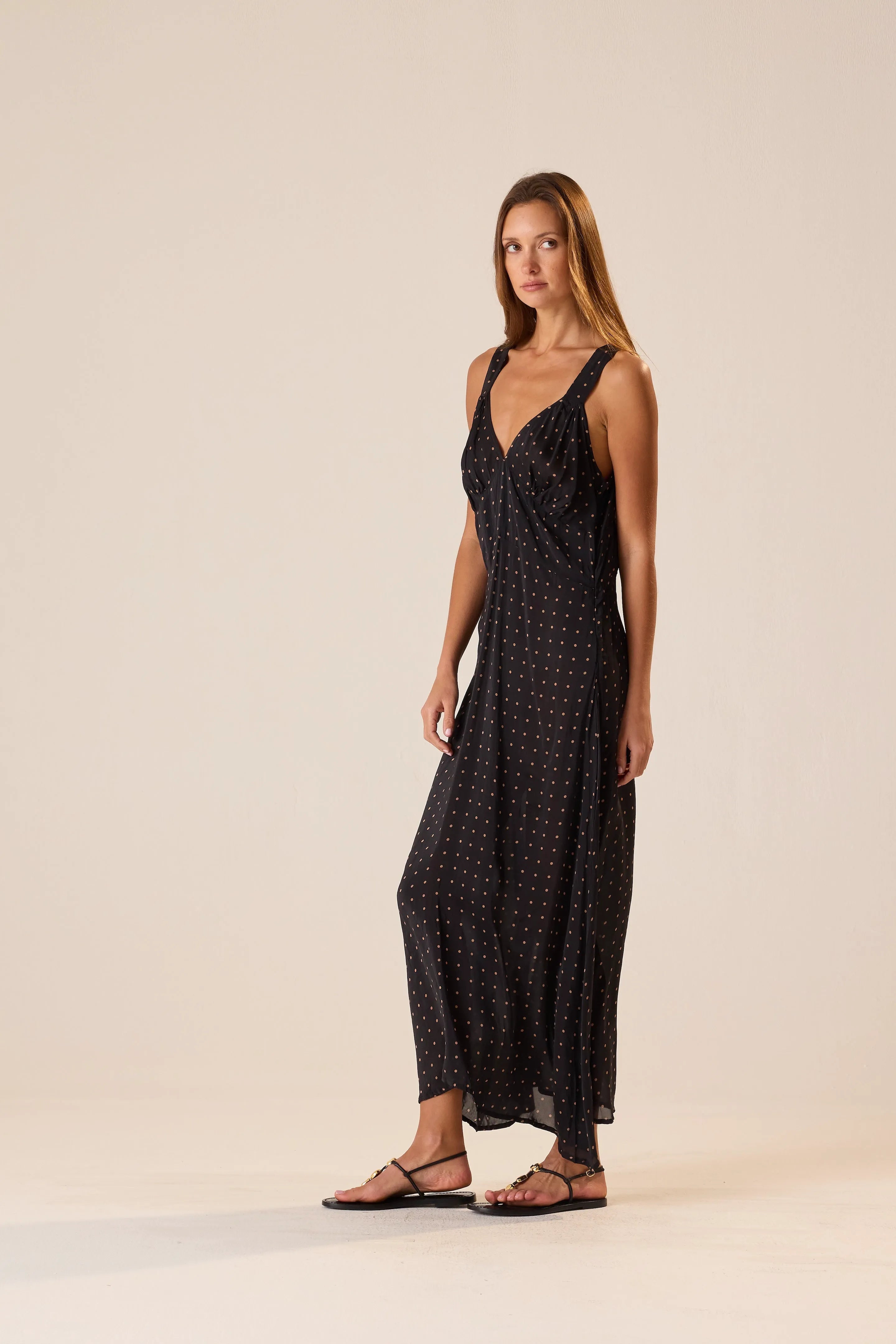 PETITE POLKA DOT BLACK & TAN