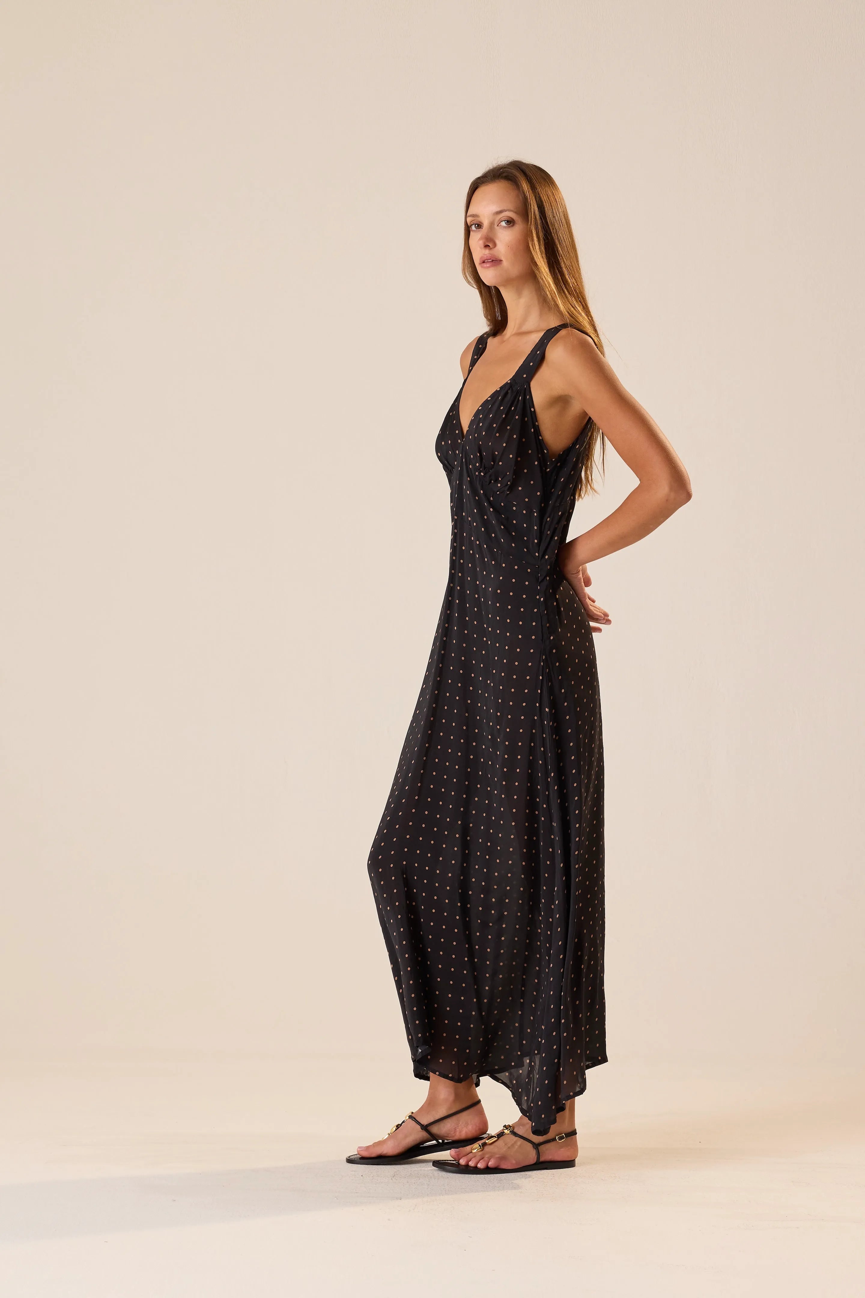 PETITE POLKA DOT BLACK & TAN