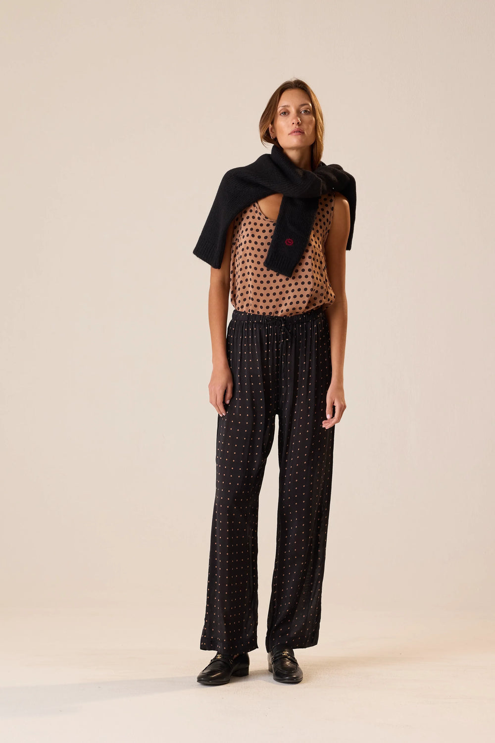 PETITE POLKA DOT BLACK & TAN