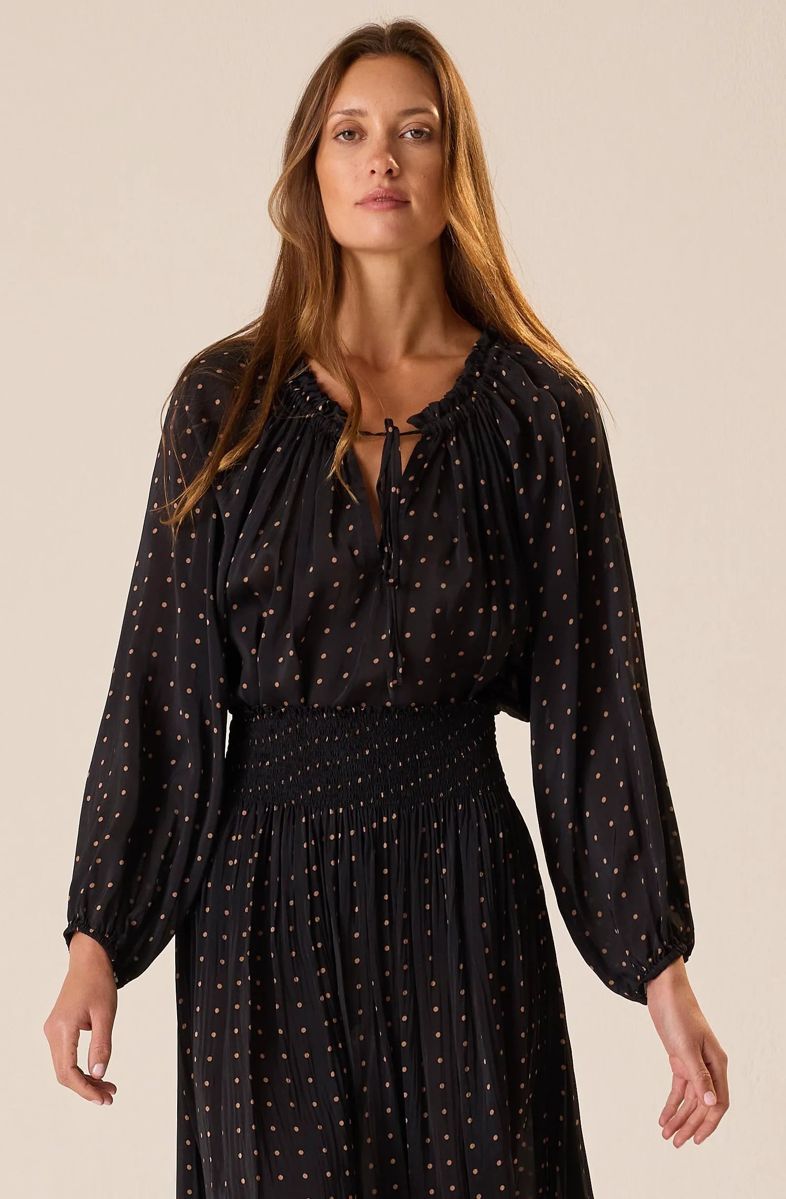 PETITE POLKA DOT BLACK & TAN