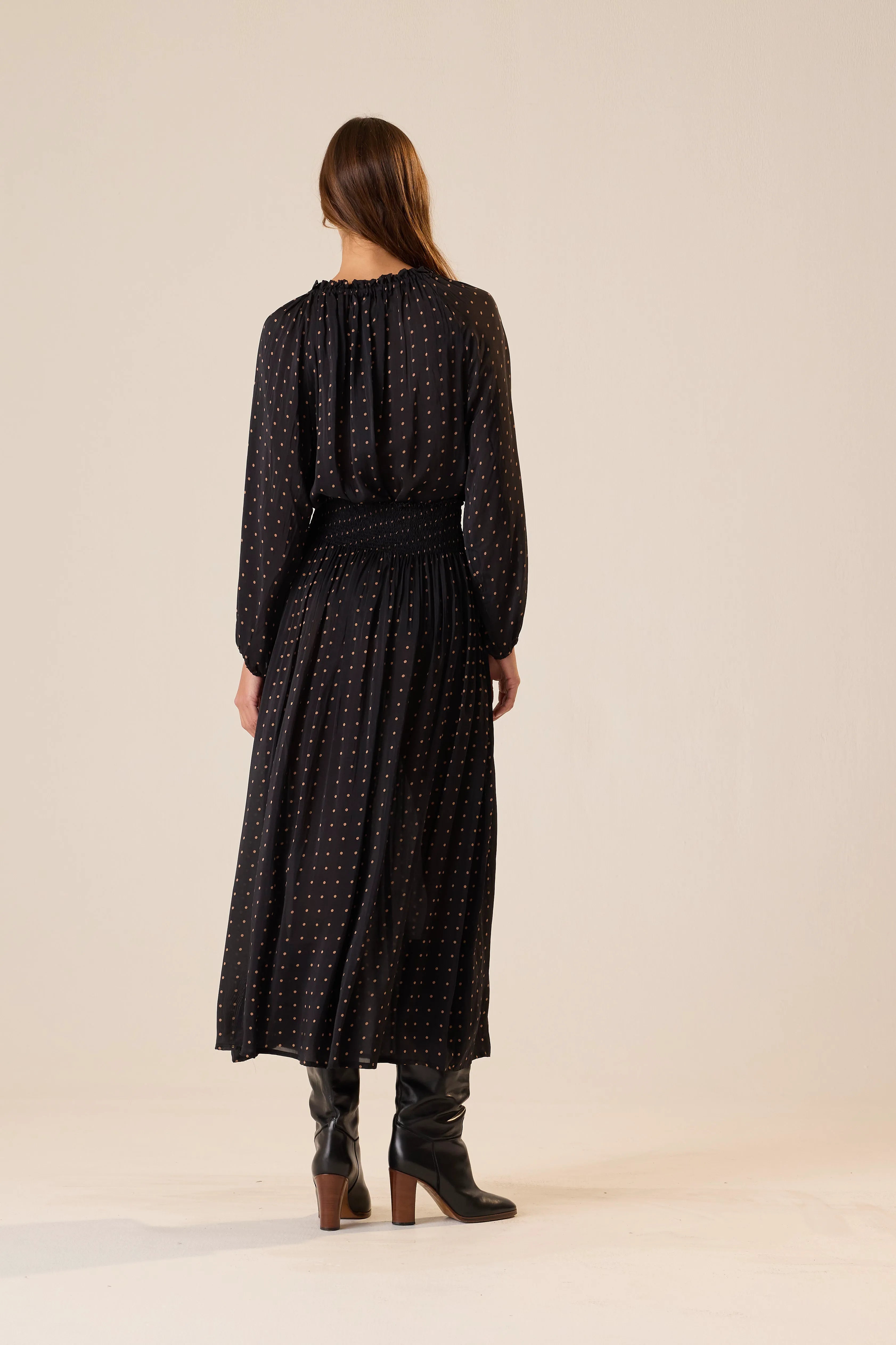 PETITE POLKA DOT BLACK & TAN