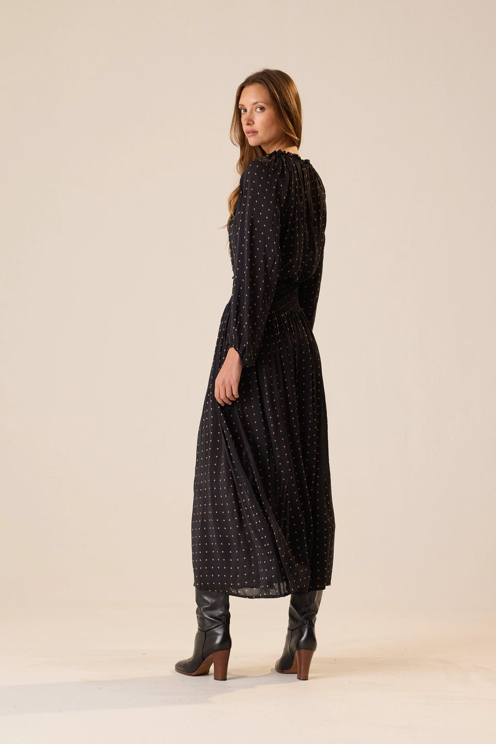 PETITE POLKA DOT BLACK & TAN
