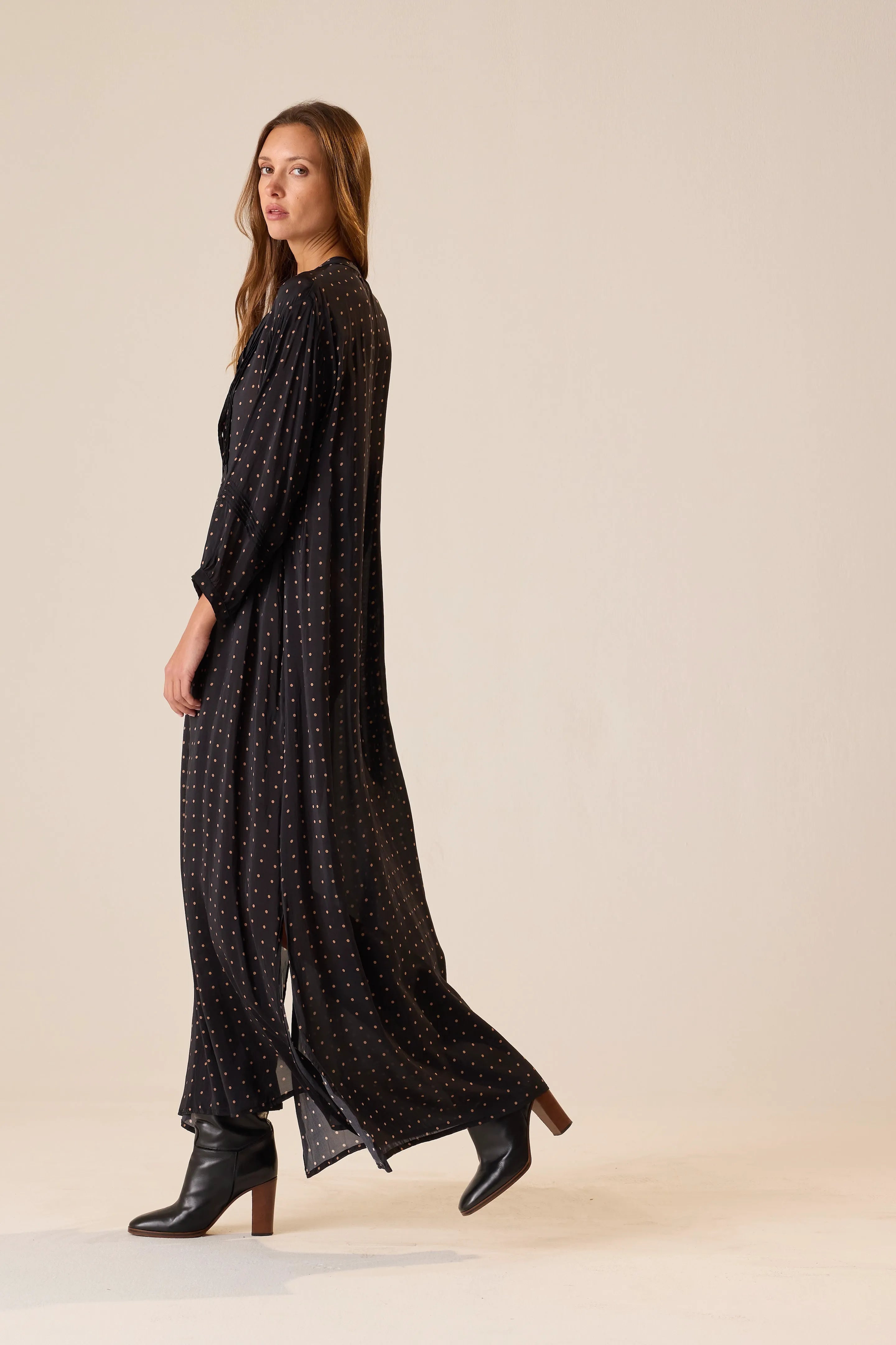 PETITE POLKA DOT BLACK & TAN