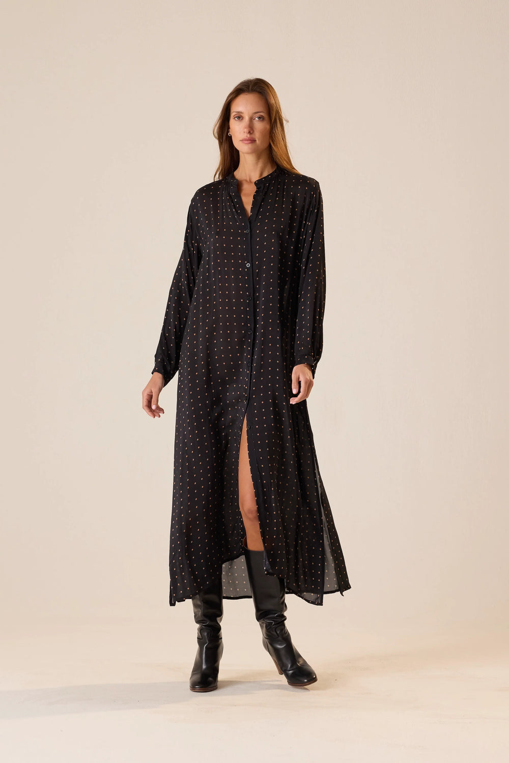 PETITE POLKA DOT BLACK & TAN