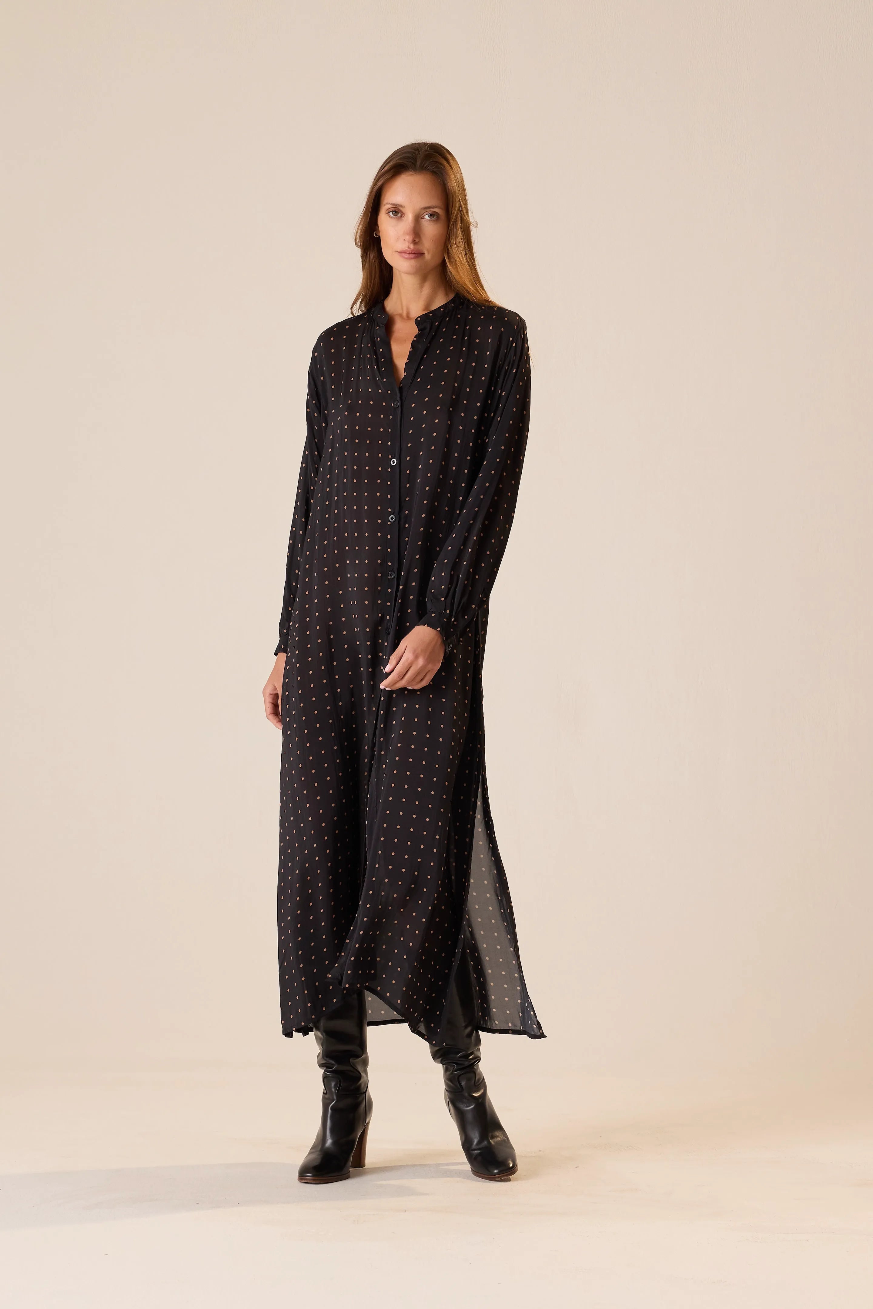 PETITE POLKA DOT BLACK & TAN