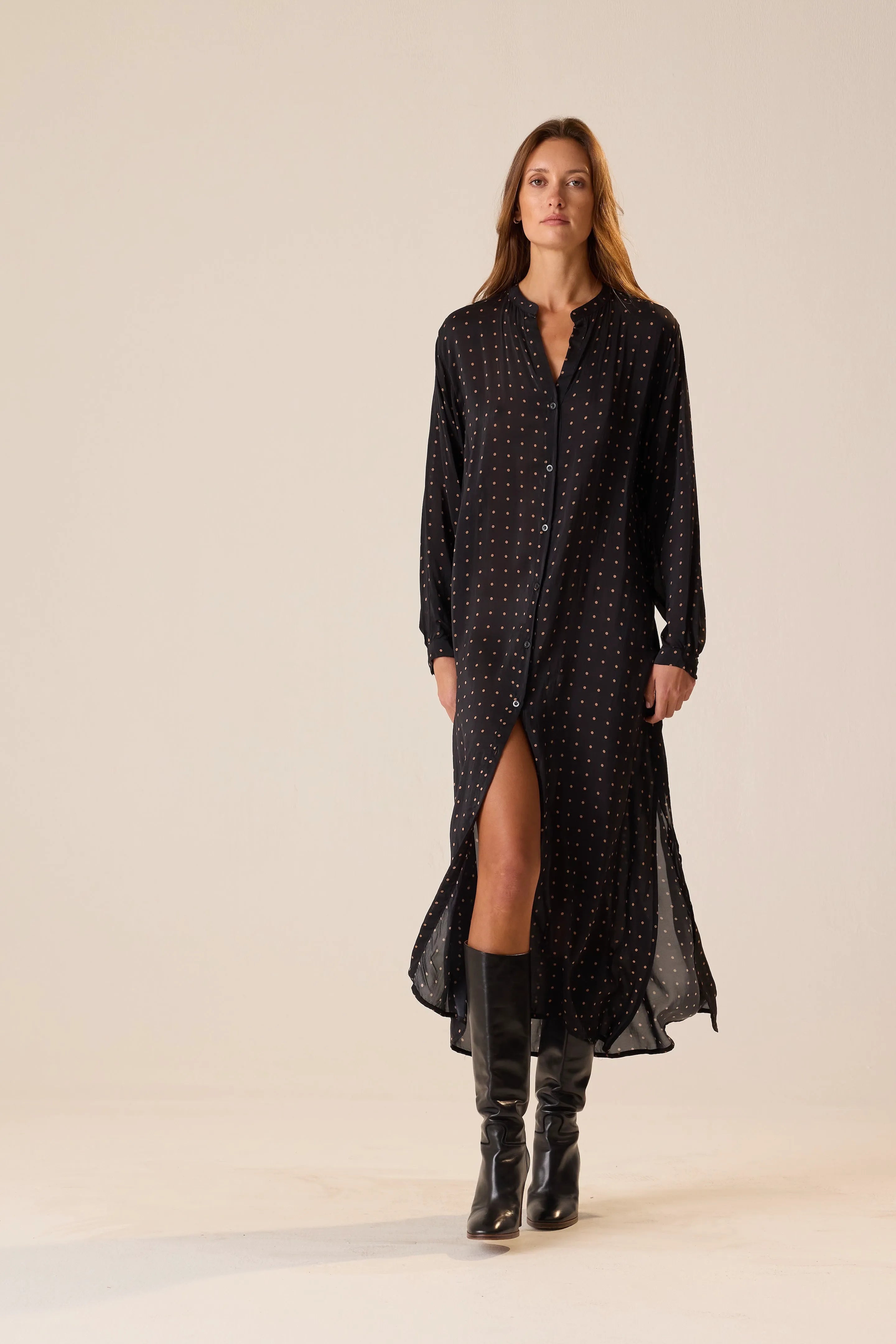 PETITE POLKA DOT BLACK & TAN