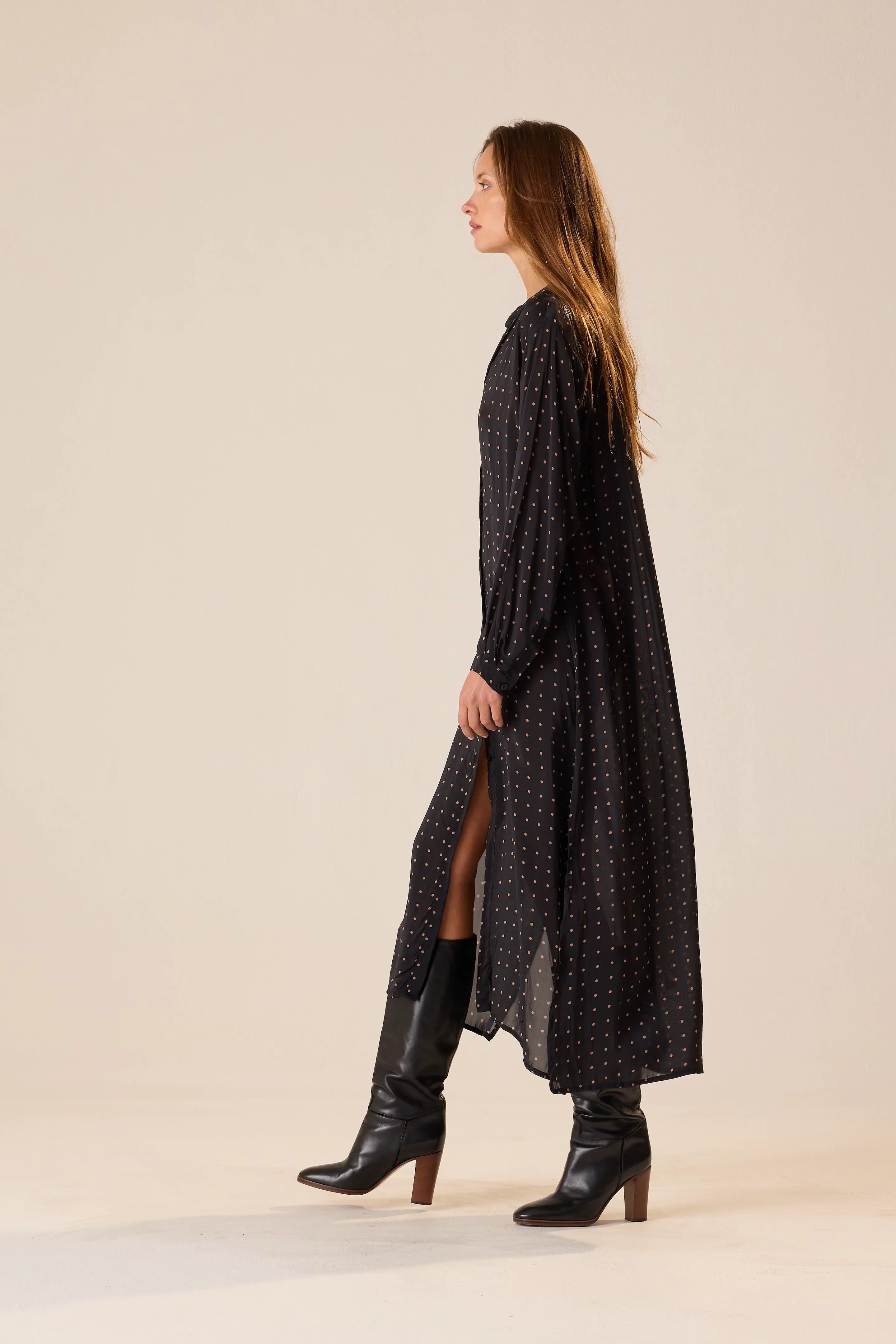 PETITE POLKA DOT BLACK & TAN