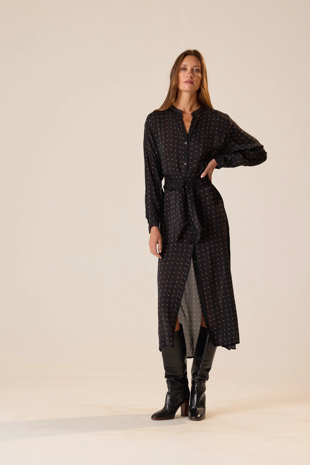 PETITE POLKA DOT BLACK & TAN