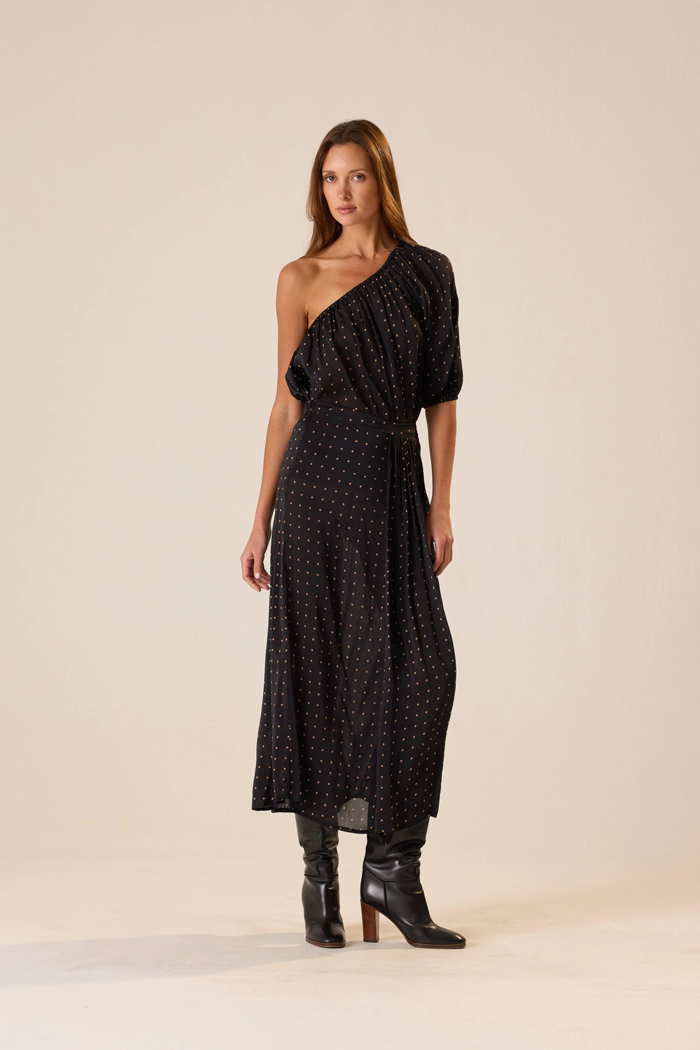 PETITE POLKA DOT BLACK & TAN