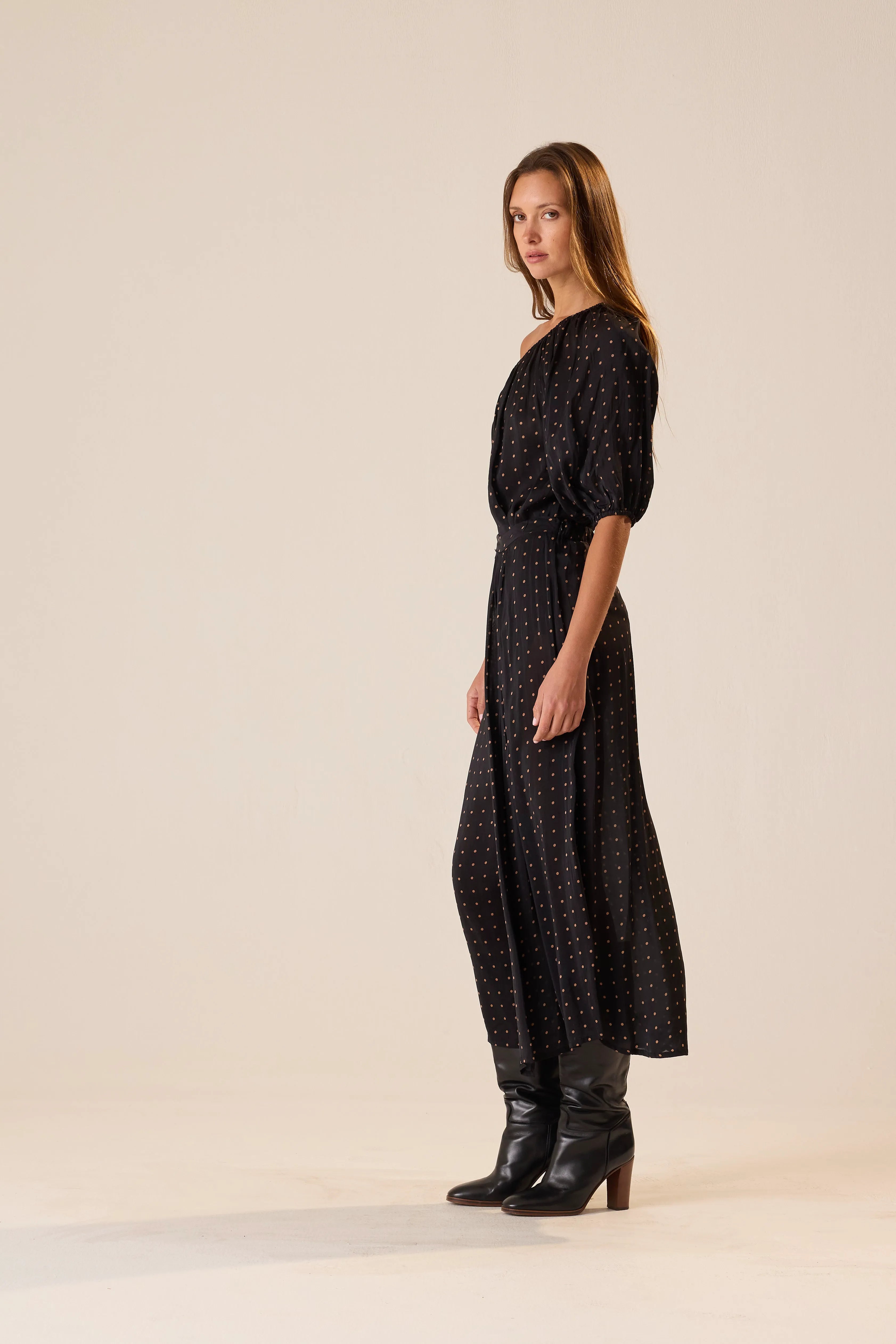 PETITE POLKA DOT BLACK & TAN